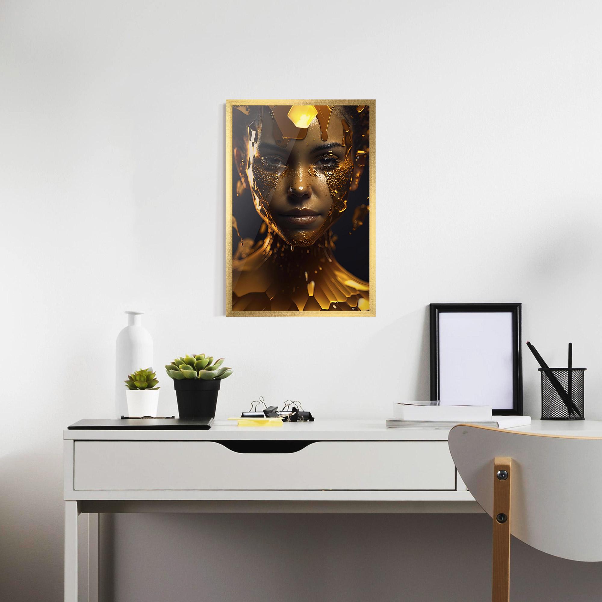 Poster Înrămat Gold Honeycomb Girl mockup 7