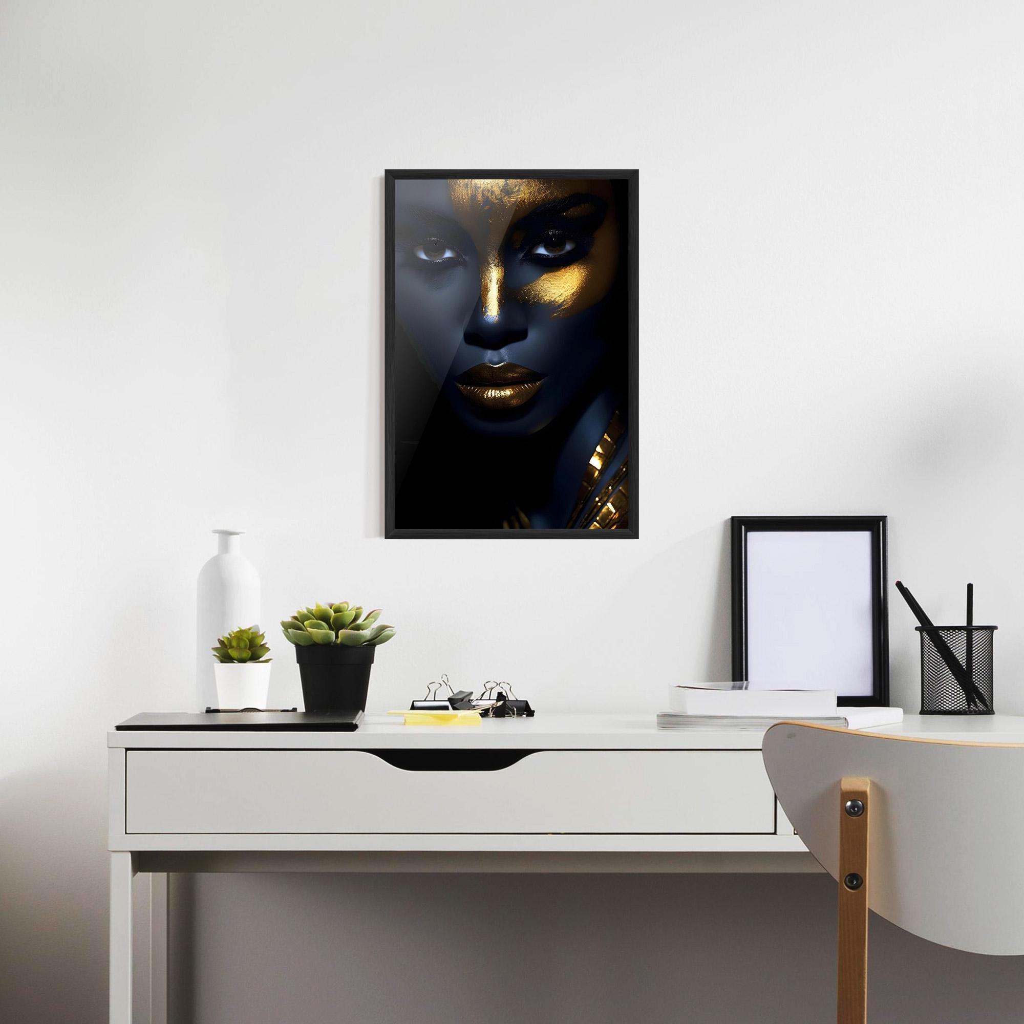 Poster Înrămat Gold Blue Face mockup 7