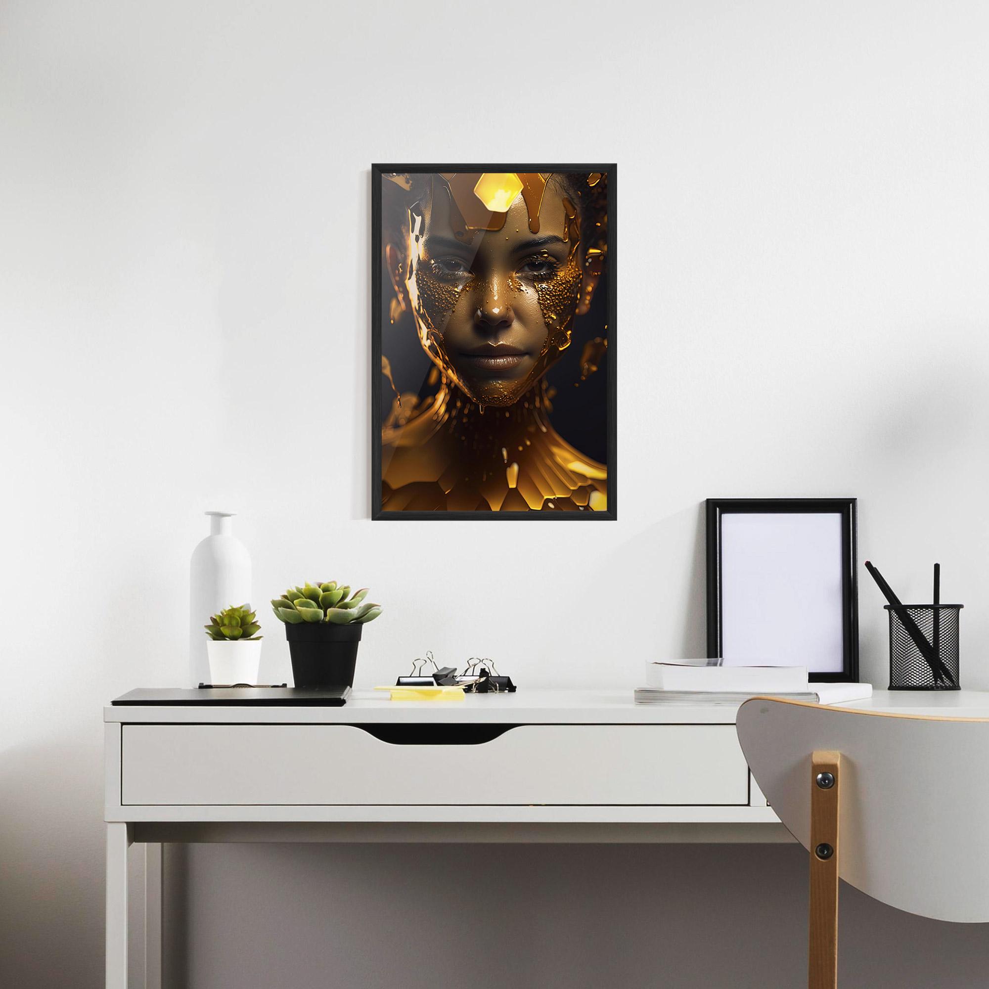 Poster Înrămat Gold Honeycomb Girl mockup 7