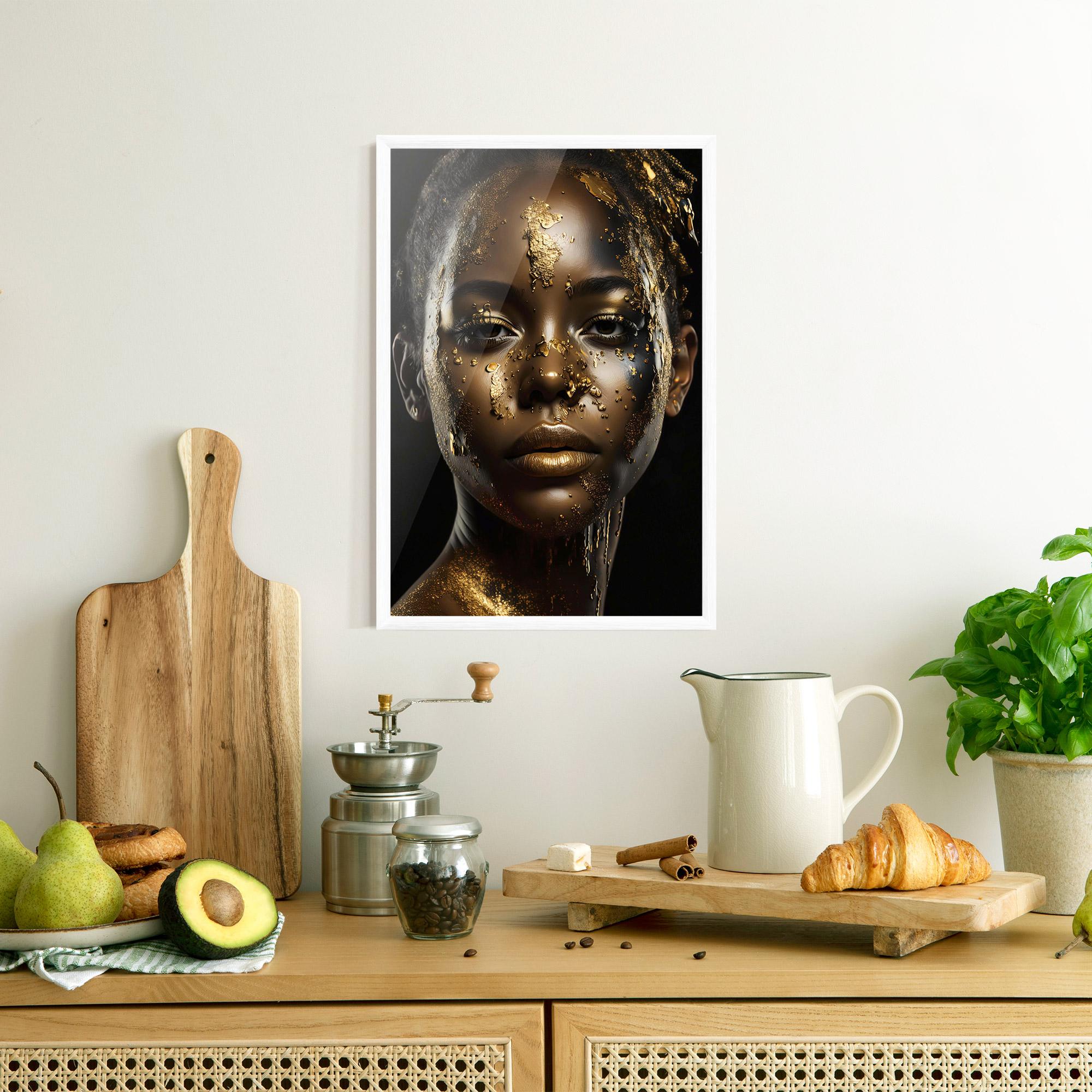 Poster Înrămat Attractive Gold Woman mockup 8