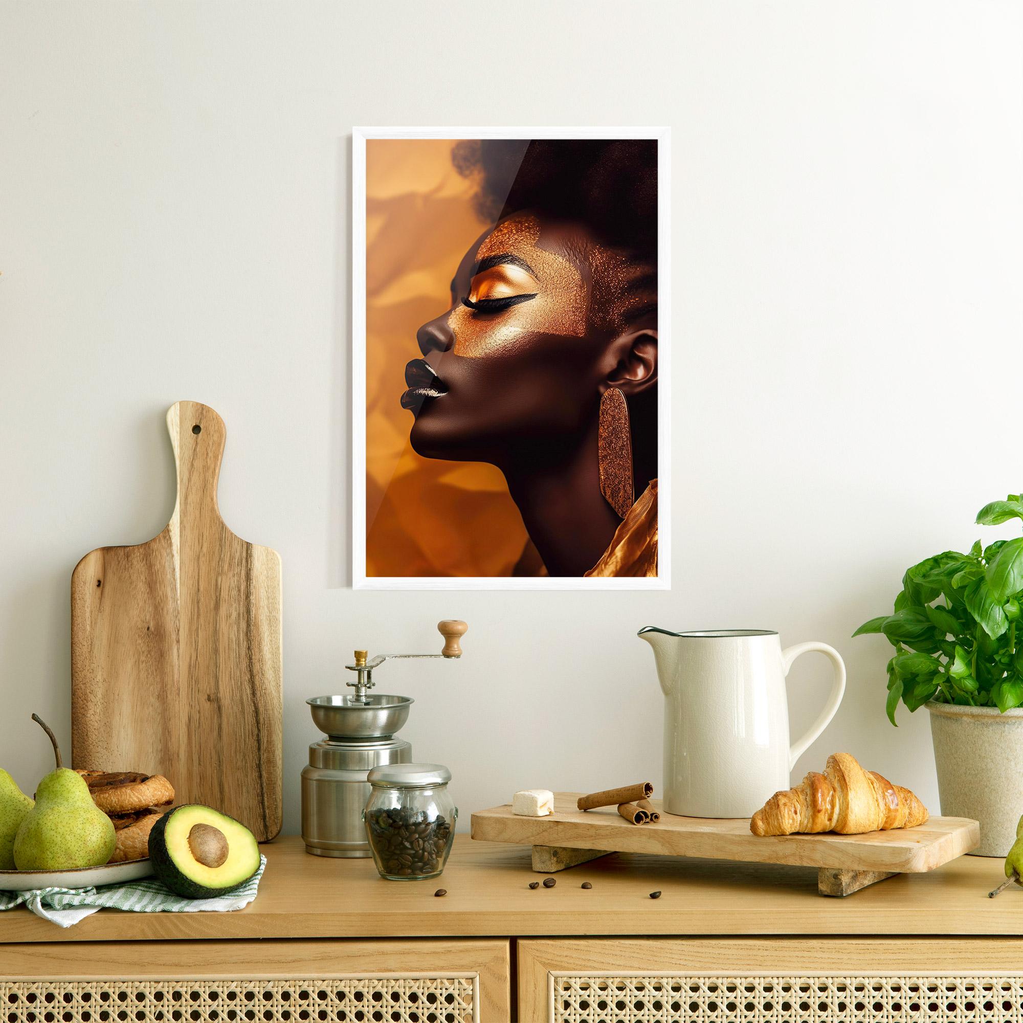 Poster Înrămat Fashion Gold Portrait mockup 8