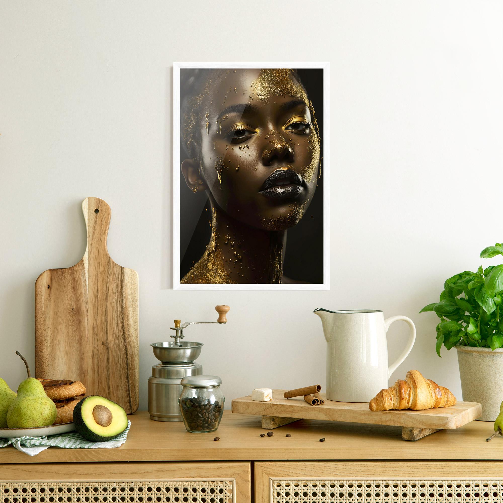 Poster Înrămat Gold Sparkling Woman mockup 8