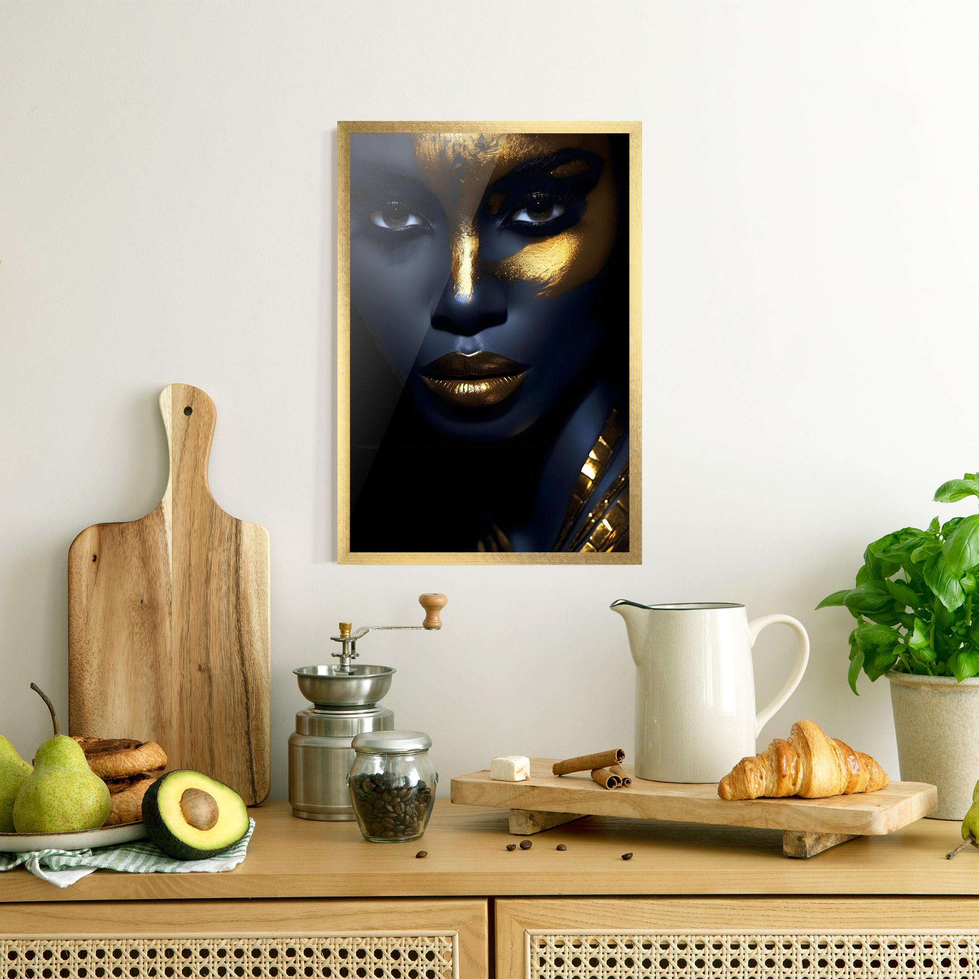 Poster Înrămat Gold Blue Face mockup 8