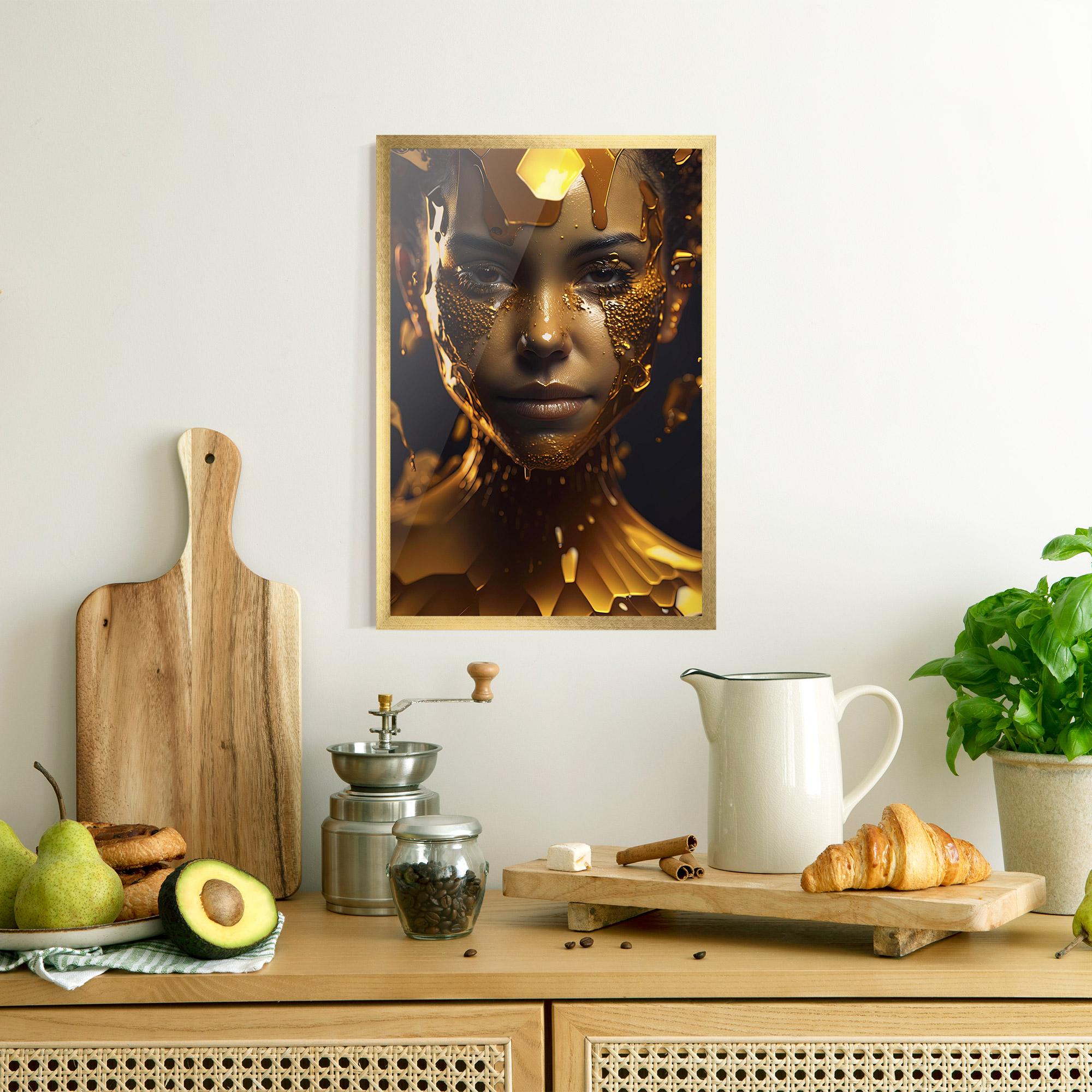 Poster Înrămat Gold Honeycomb Girl mockup 8