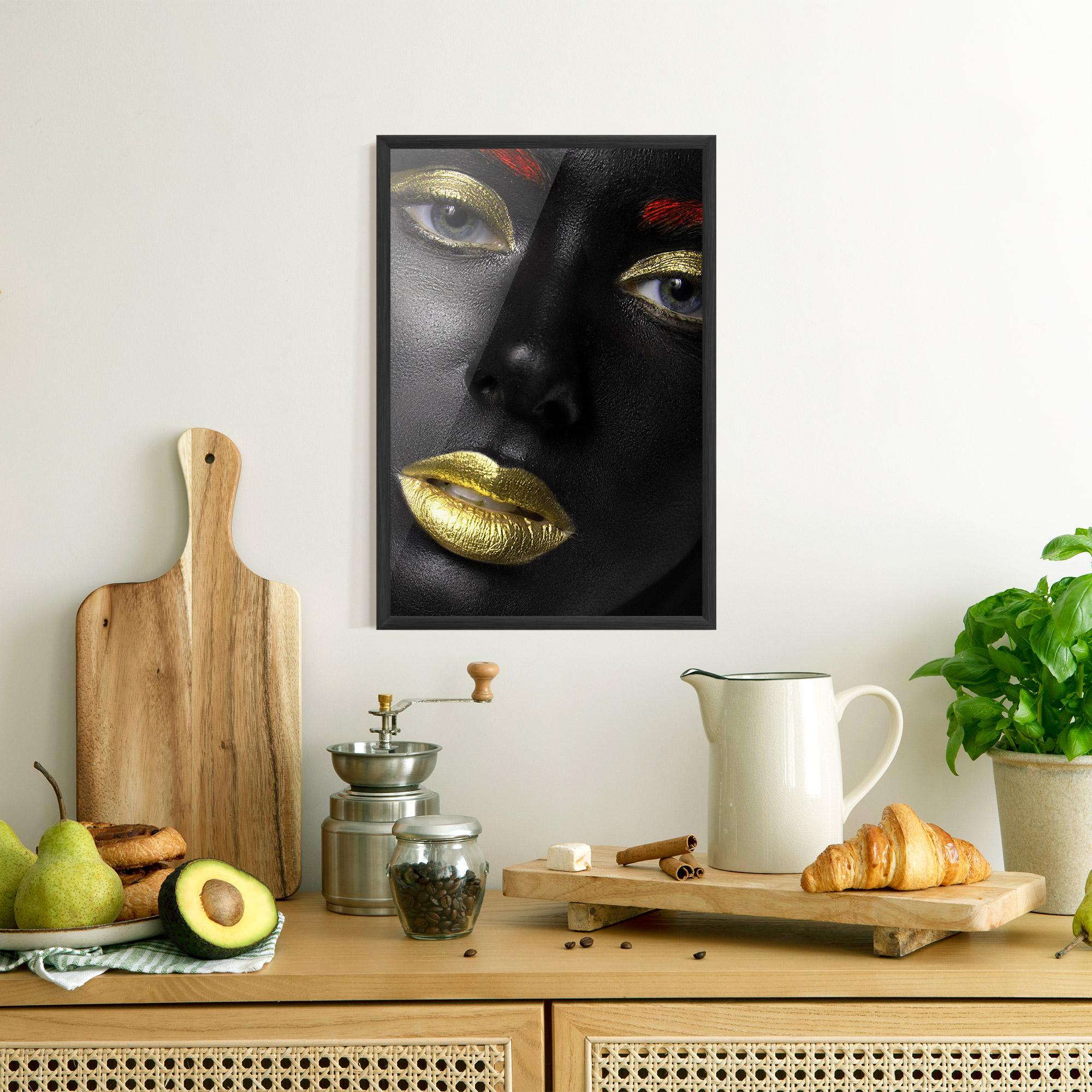 Poster Înrămat Gold Red Lips mockup 8