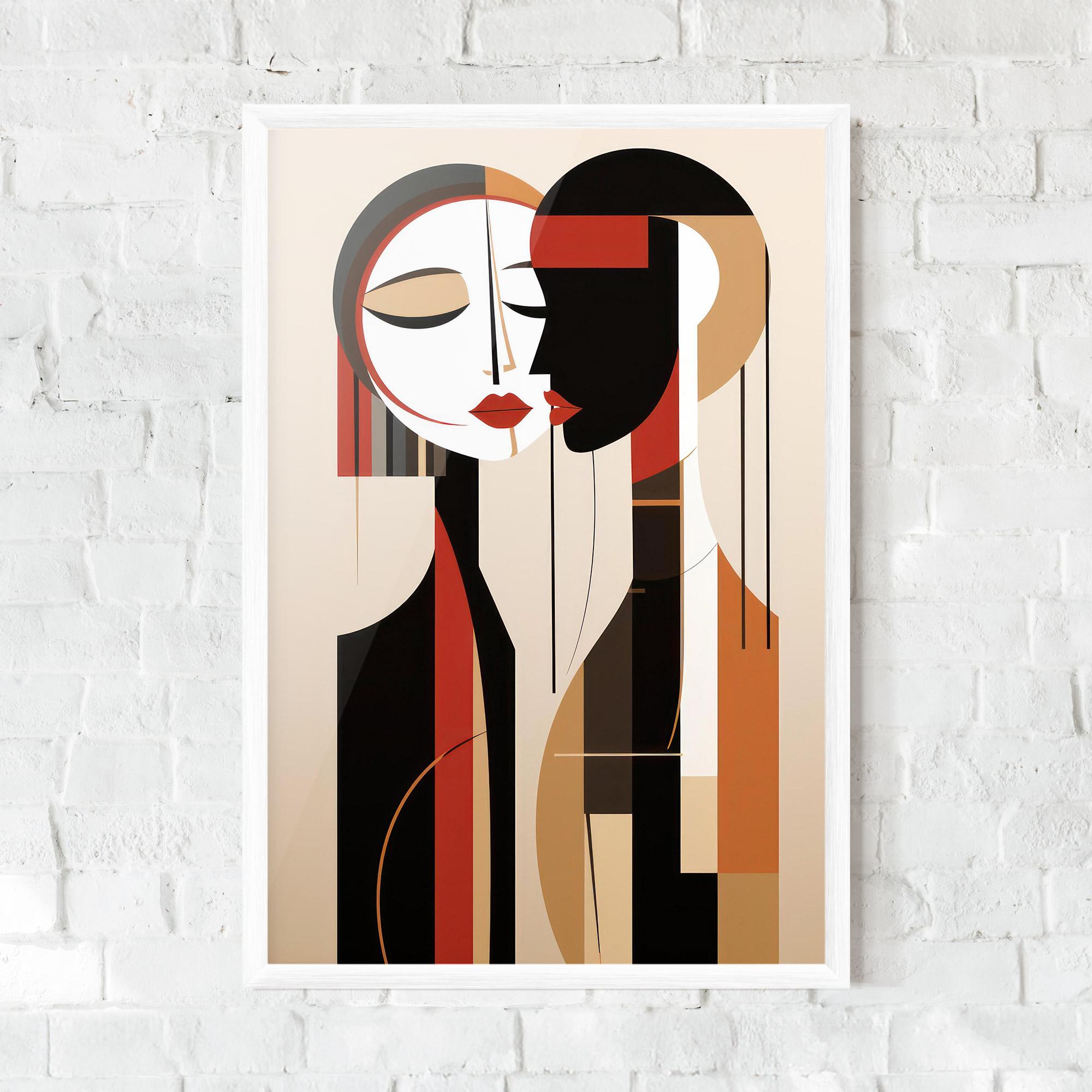Poster Înrămat Abstract Couple Kissing mockup 0