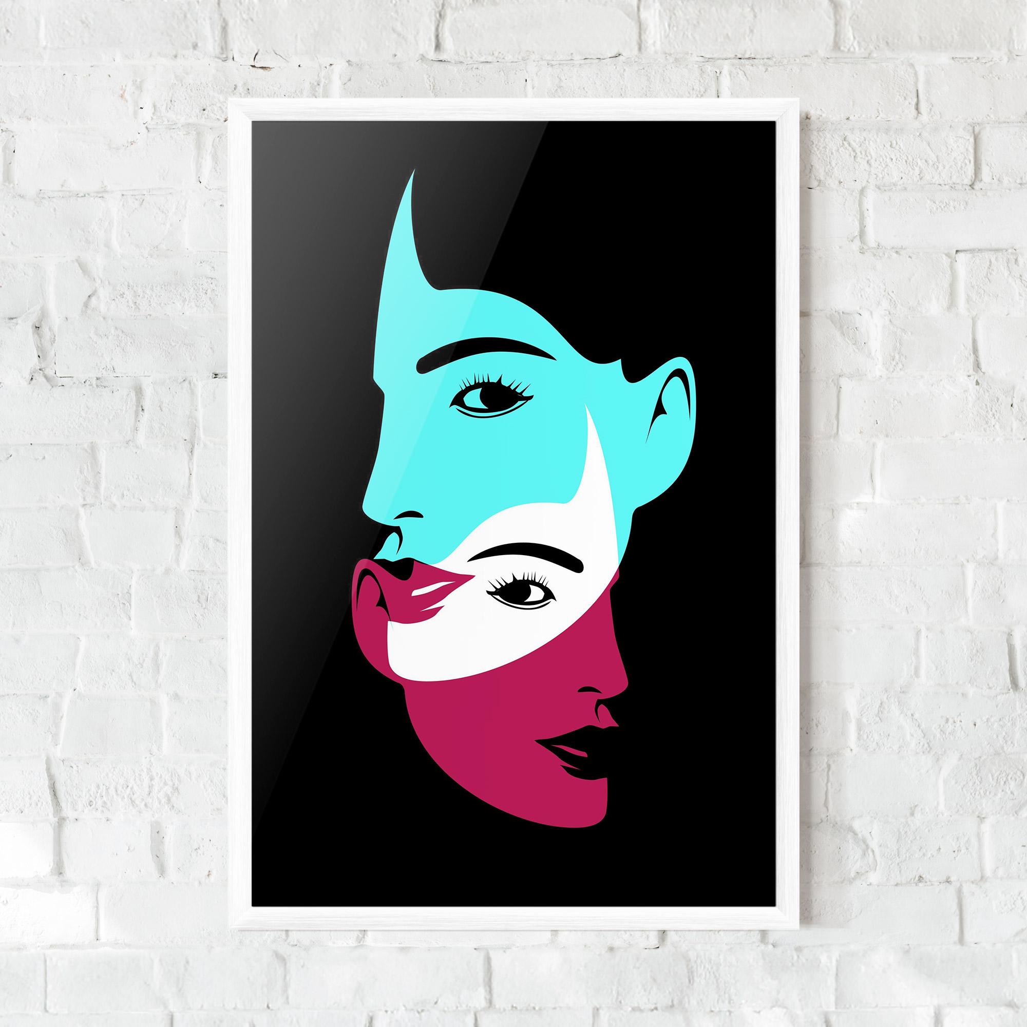 Poster Înrămat Blue Pink Women mockup 0