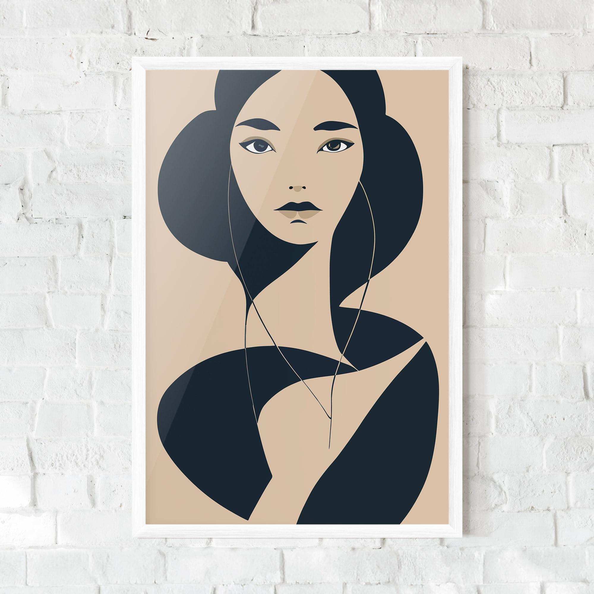 Poster Înrămat Cream Blue Woman mockup 0
