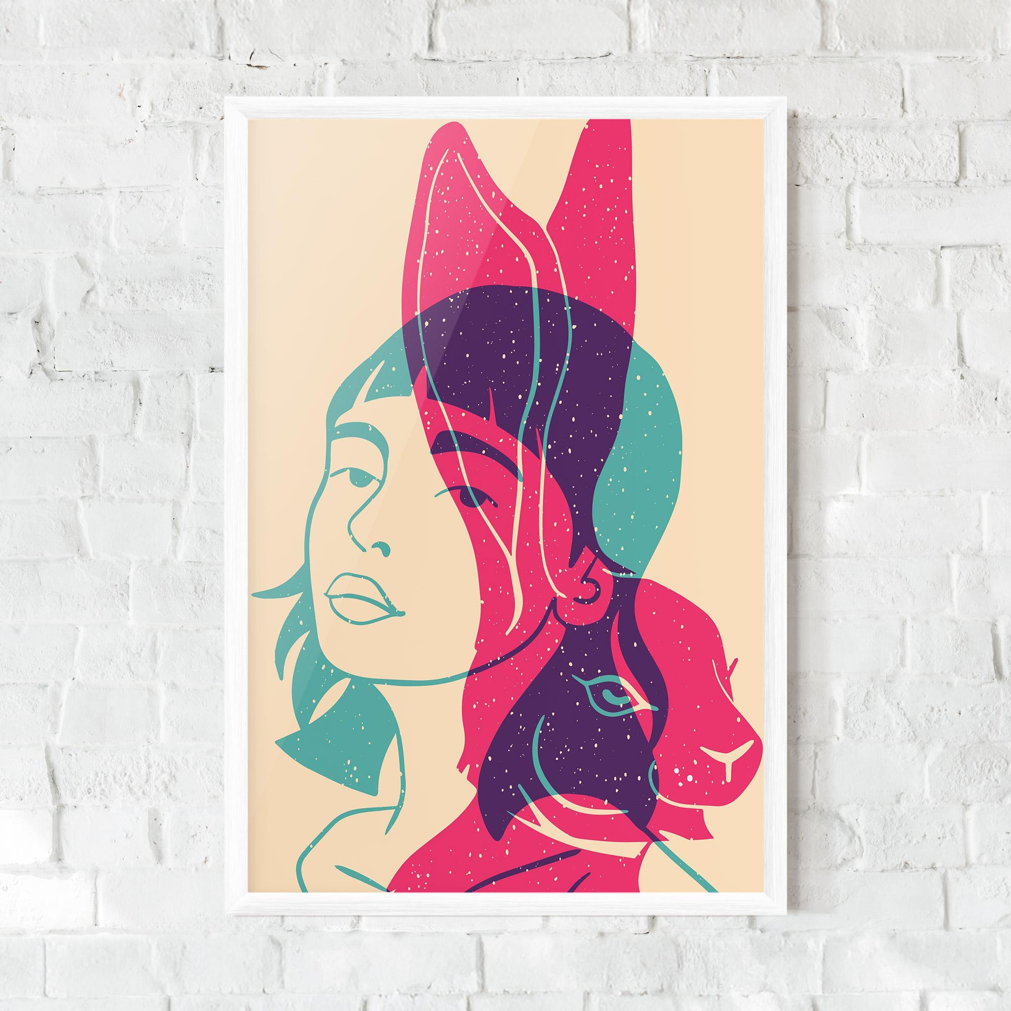 Poster Înrămat Girl Rabbit mockup 0