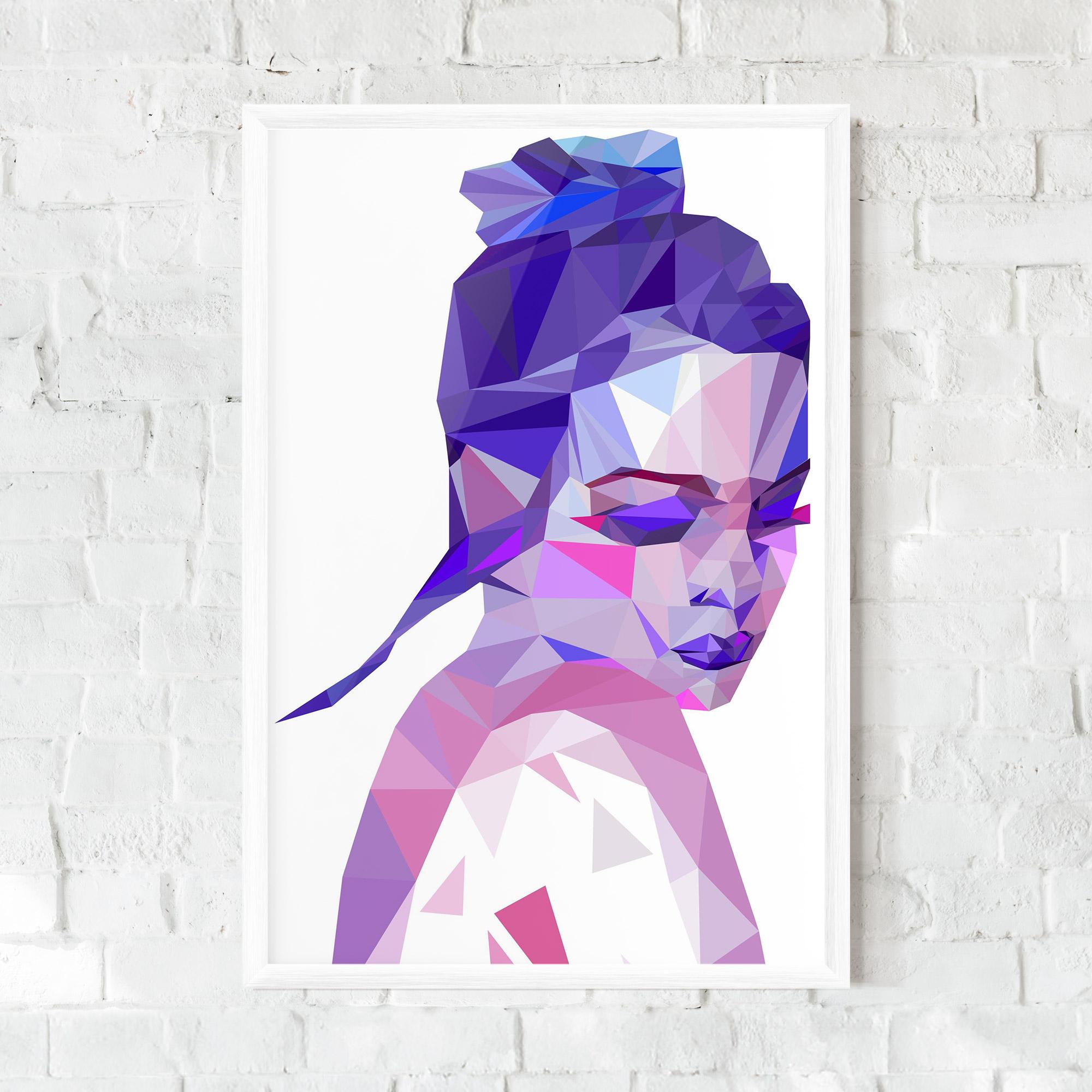 Poster Înrămat Purple Poly Girl mockup 0