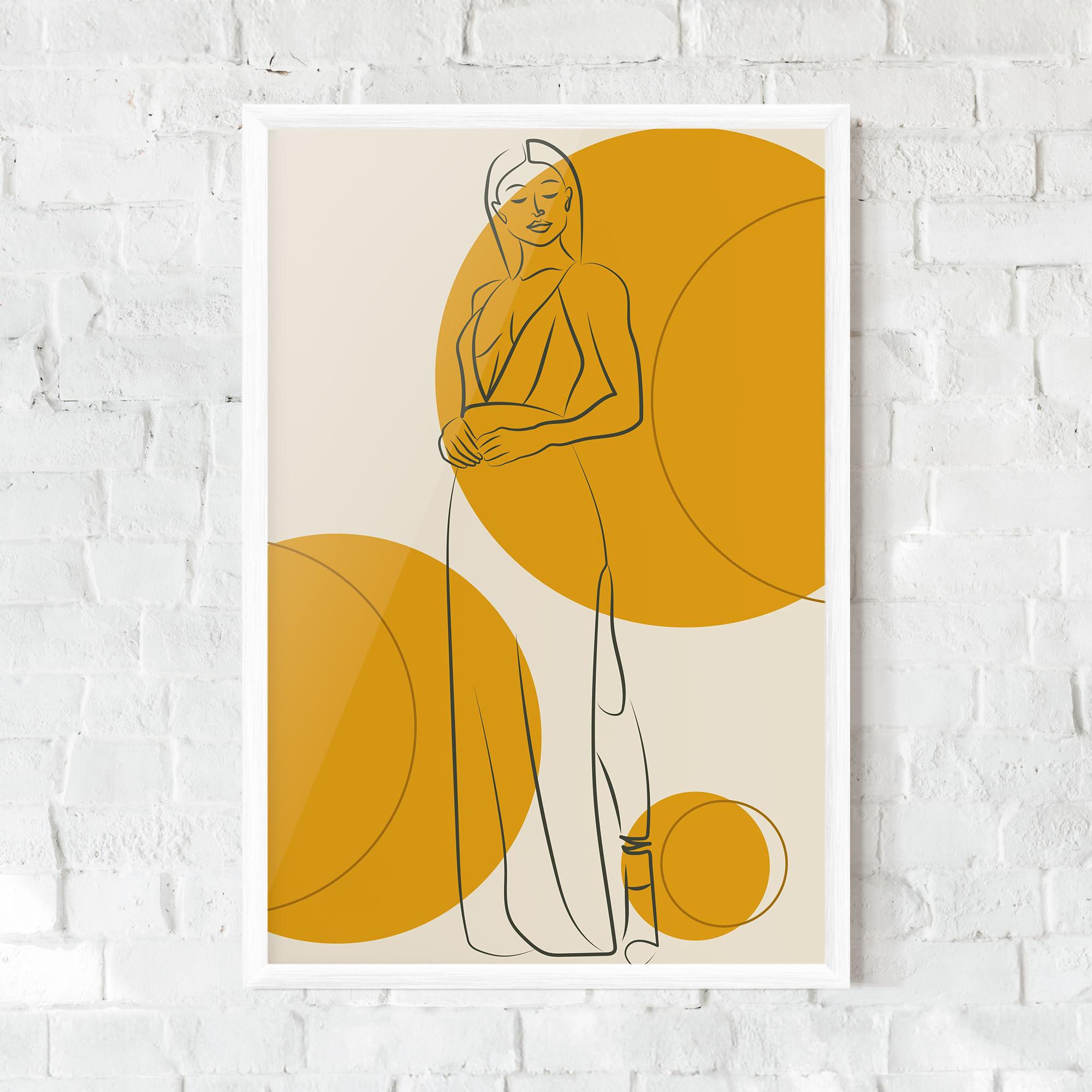 Poster Înrămat Yellow Circle Lady mockup 0
