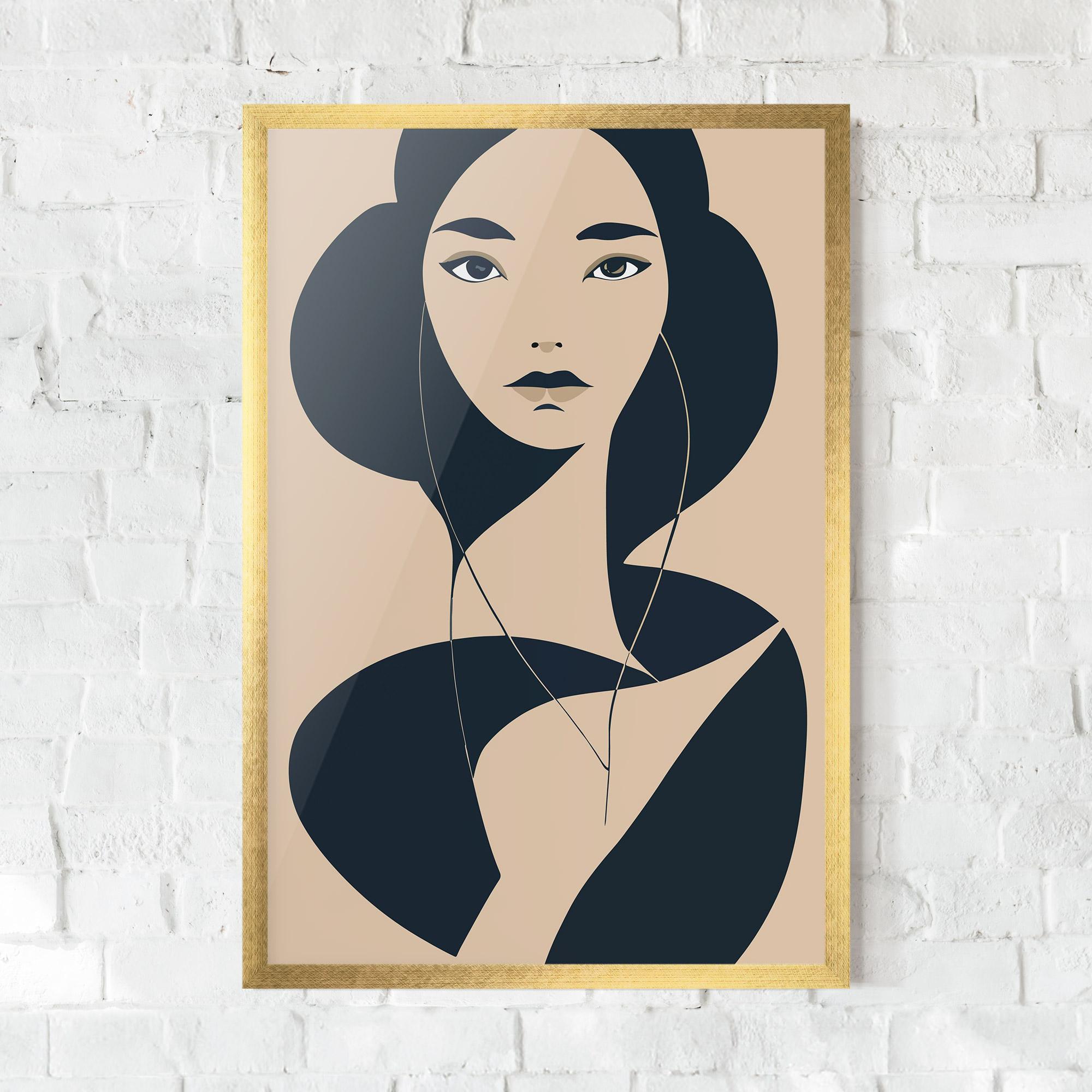 Poster Înrămat Cream Blue Woman mockup 0