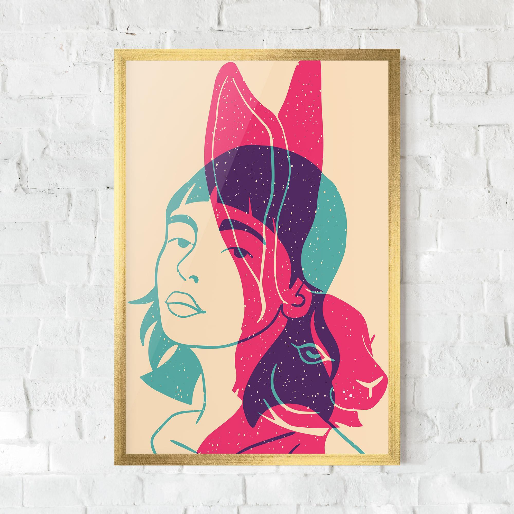 Poster Înrămat Girl Rabbit mockup 0