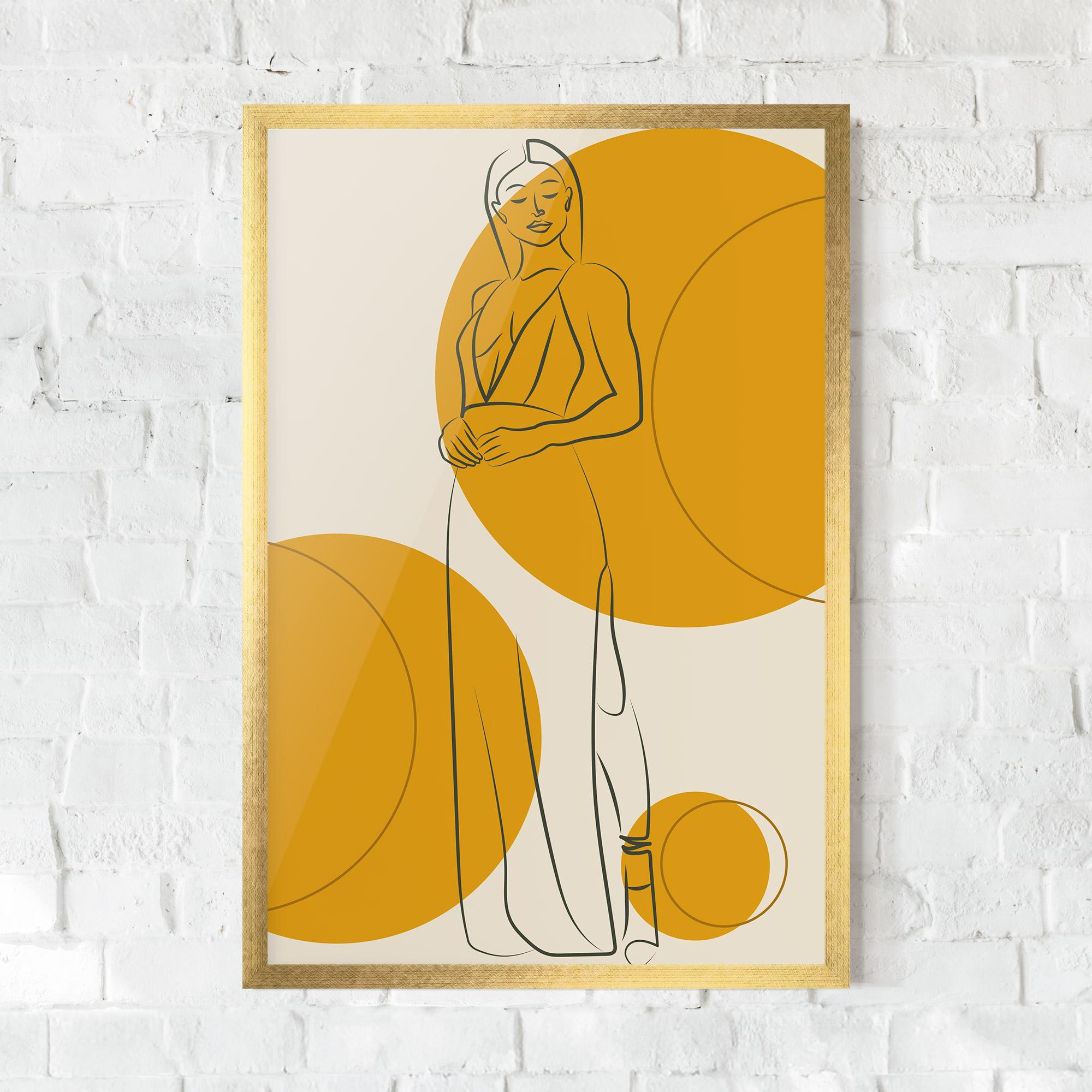 Poster Înrămat Yellow Circle Lady mockup 0