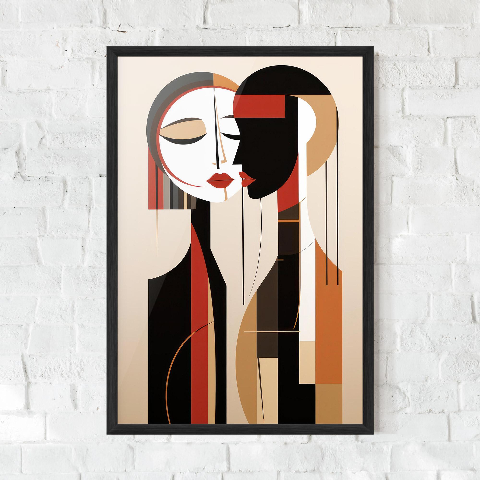 Poster Înrămat Abstract Couple Kissing mockup 0