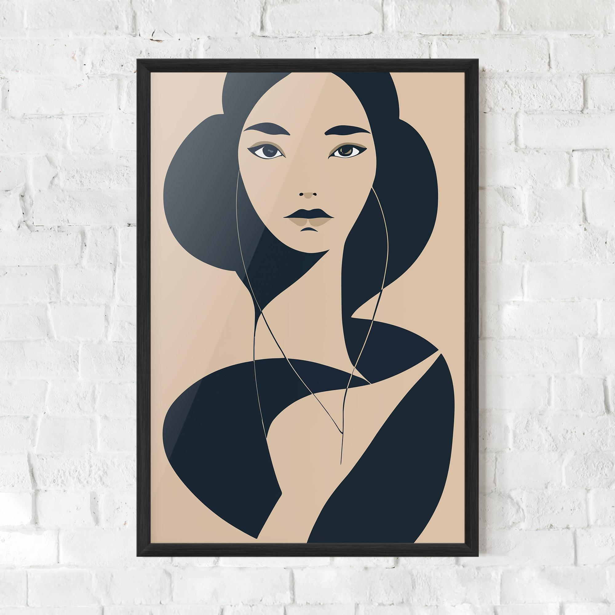 Poster Înrămat Cream Blue Woman mockup 0