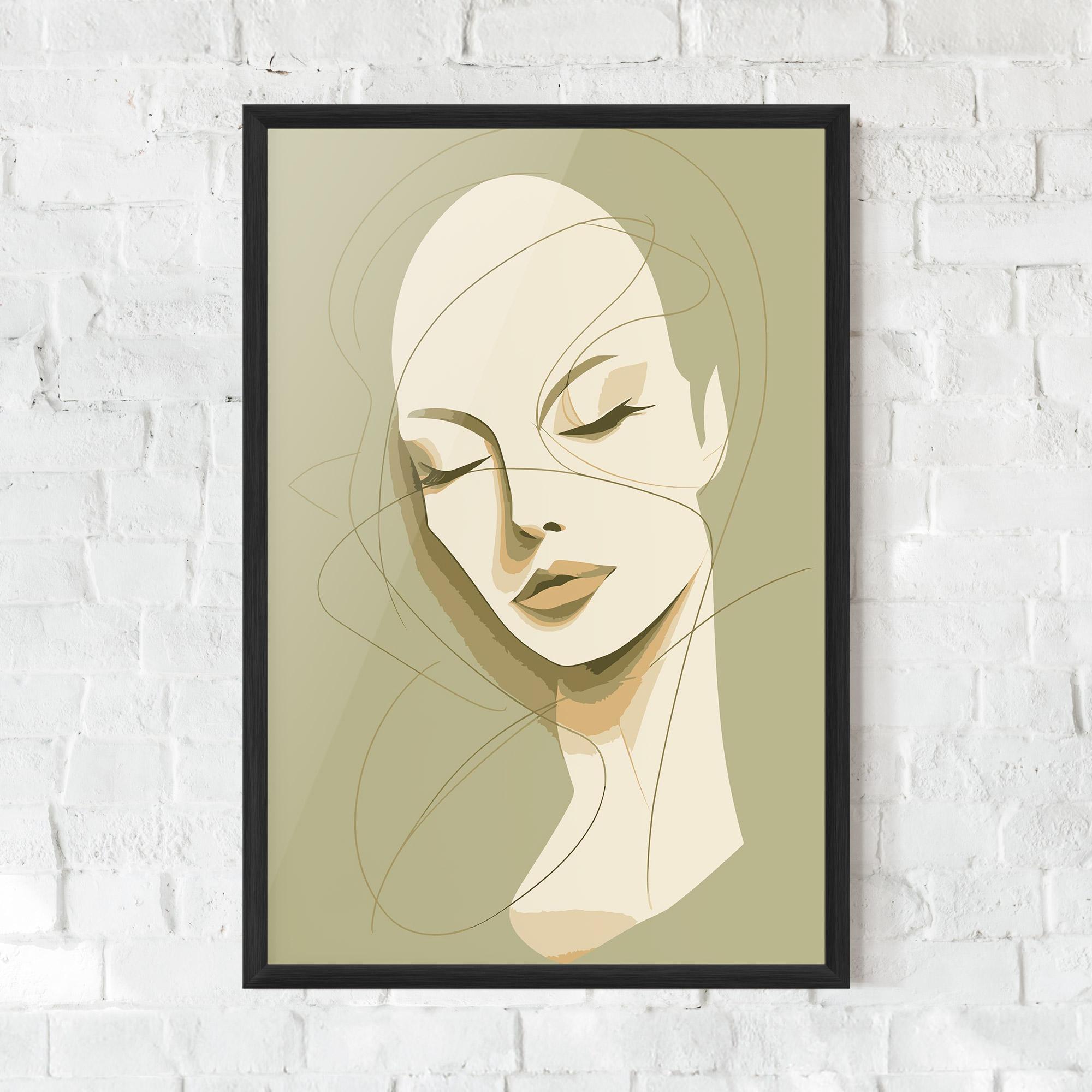 Poster Înrămat Cream Woman Head mockup 0
