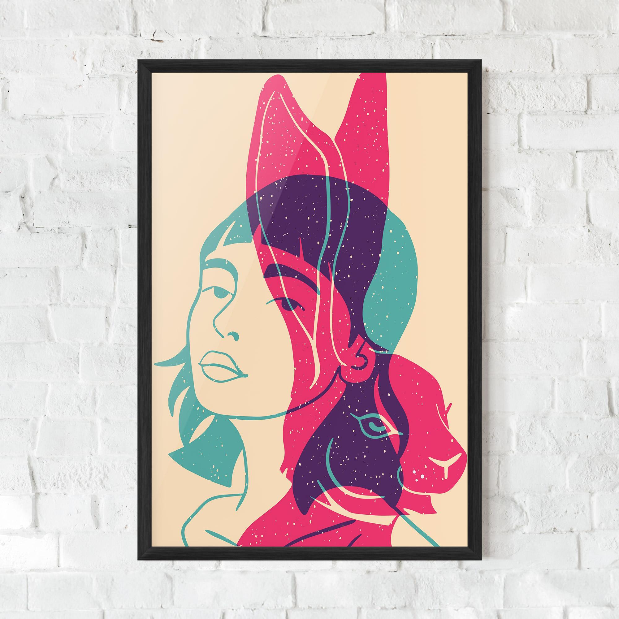 Poster Înrămat Girl Rabbit mockup 0