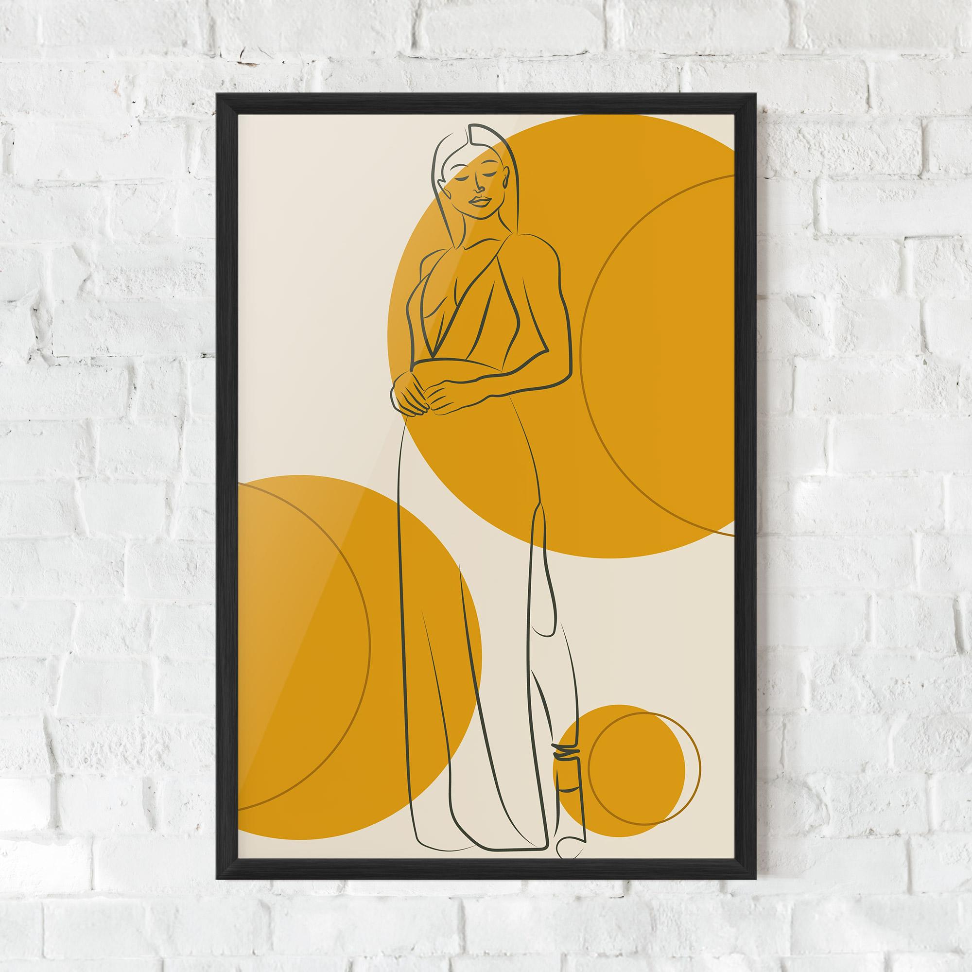 Poster Înrămat Yellow Circle Lady mockup 0