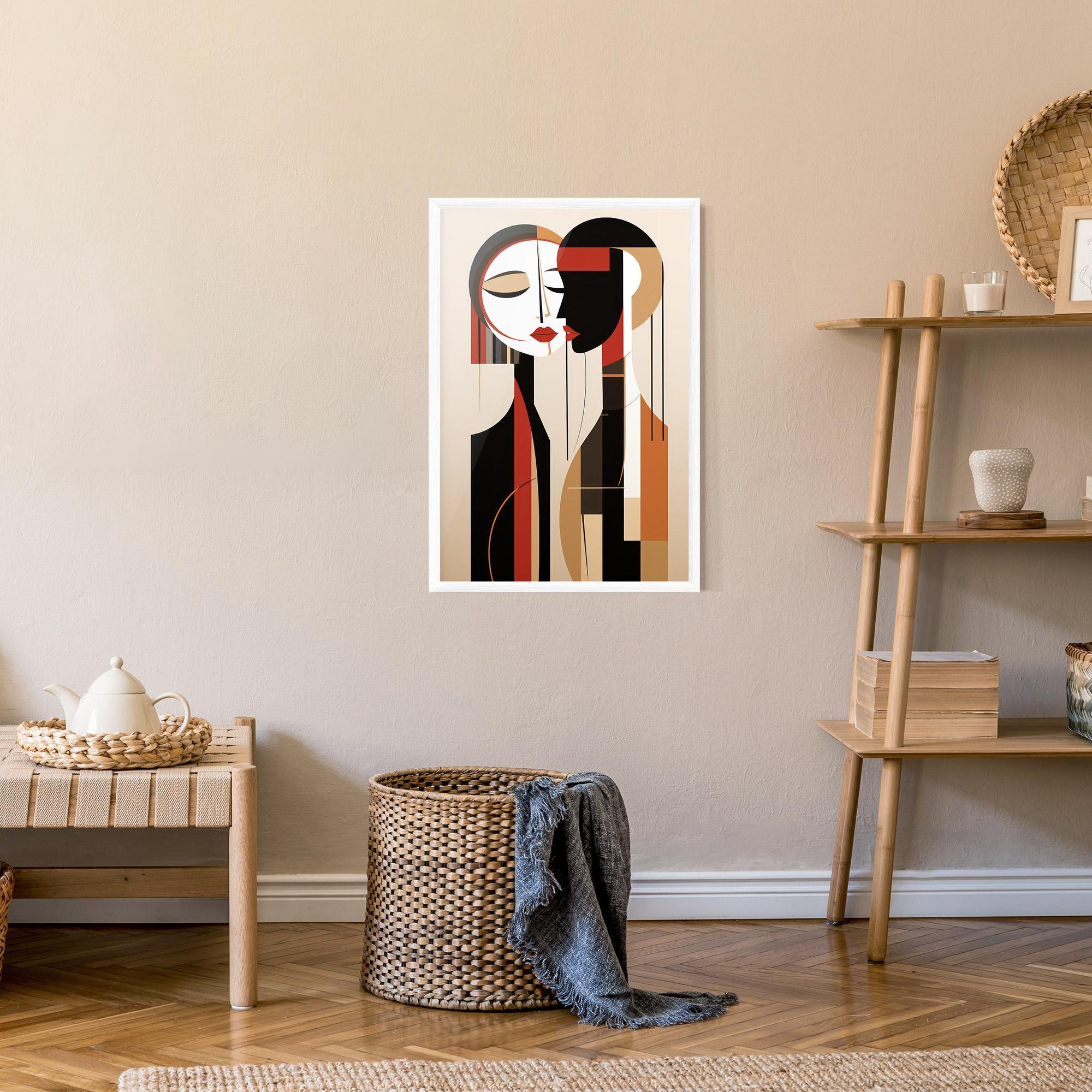 Poster Înrămat Abstract Couple Kissing mockup 9