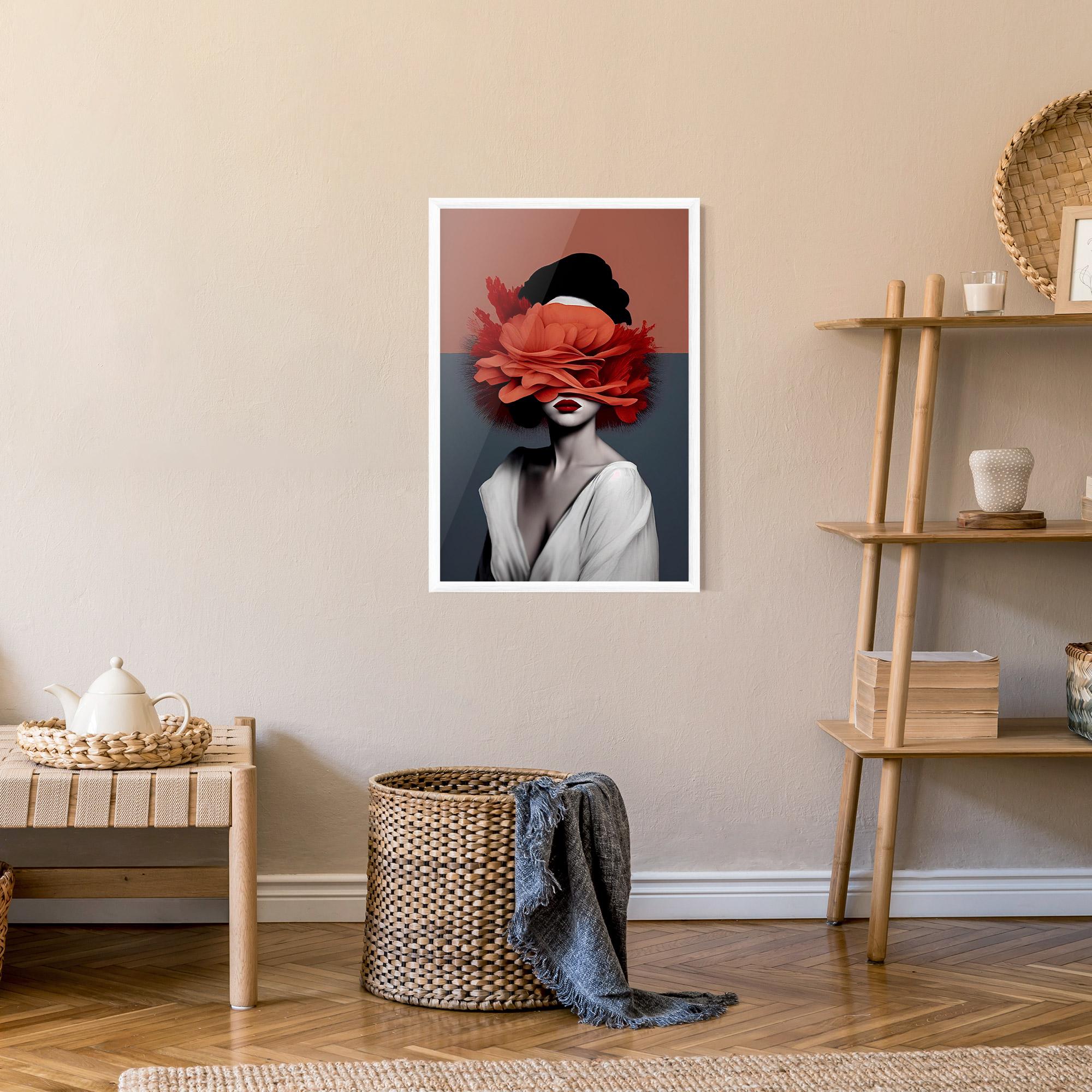 Poster Înrămat Red Flower Woman mockup 9