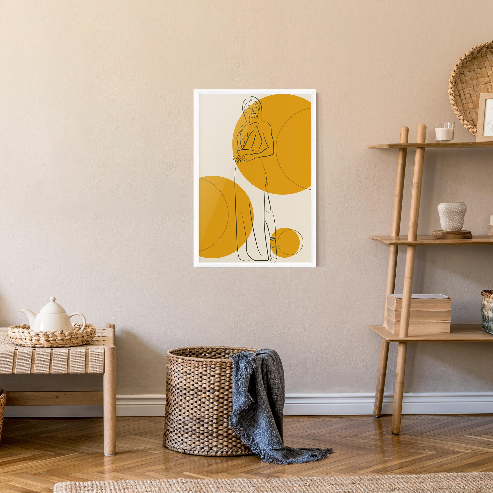 Poster Înrămat Yellow Circle Lady mockup 9