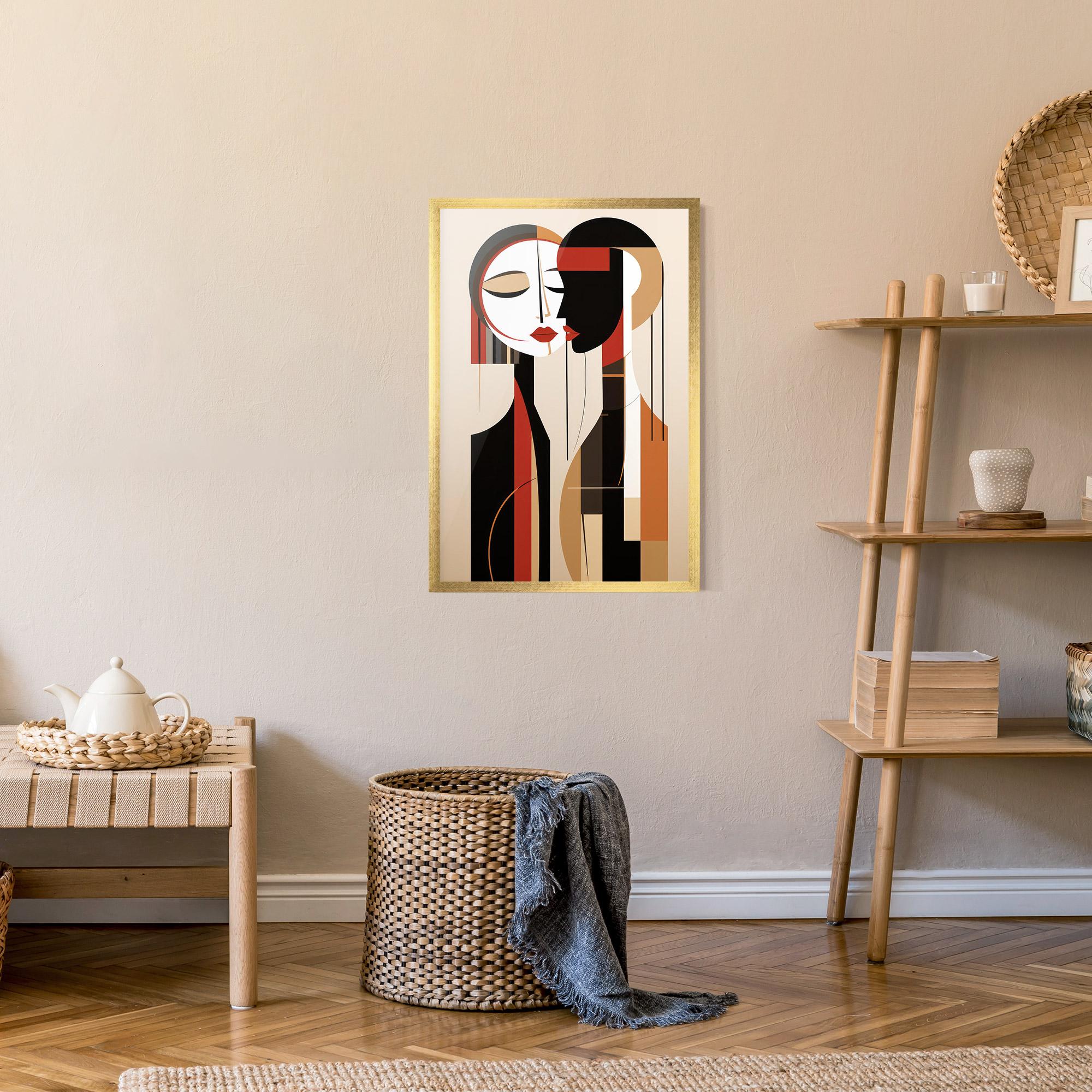 Poster Înrămat Abstract Couple Kissing mockup 9