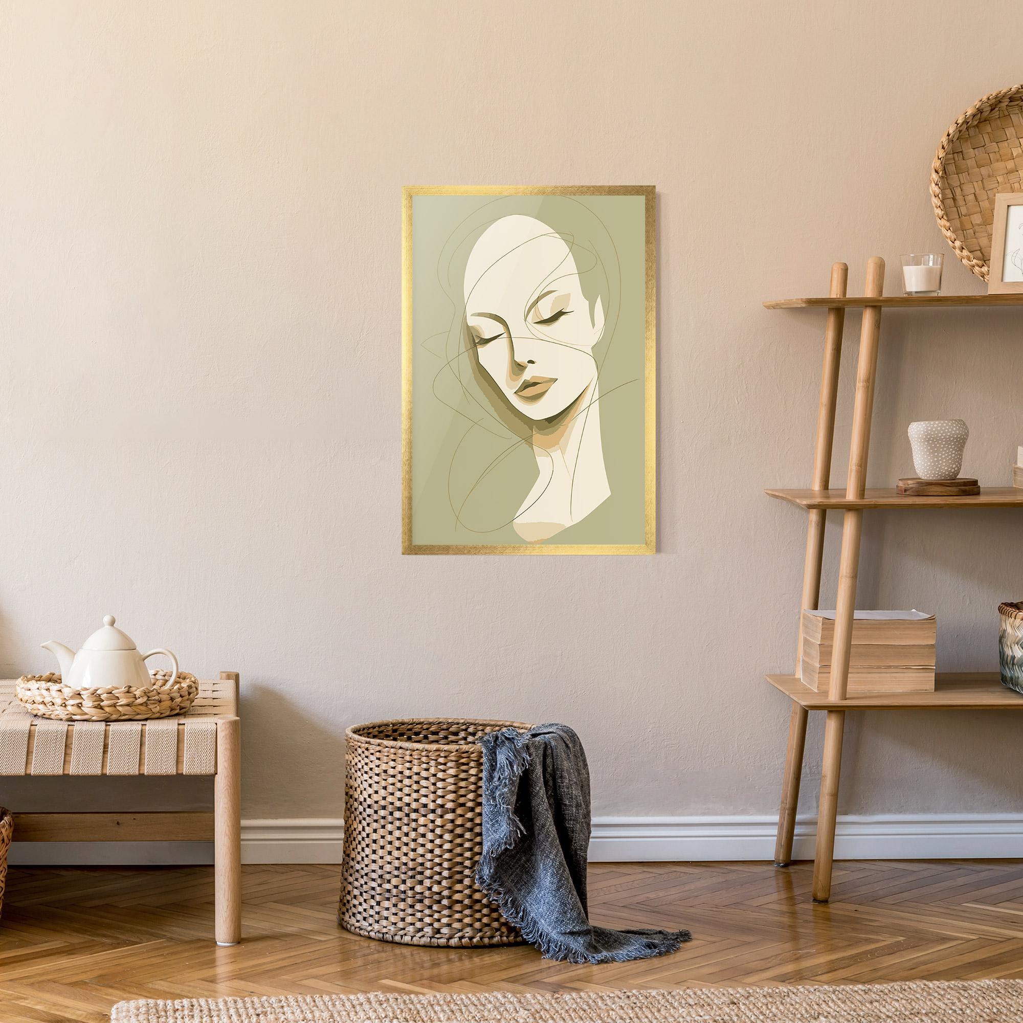 Poster Înrămat Cream Woman Head mockup 9