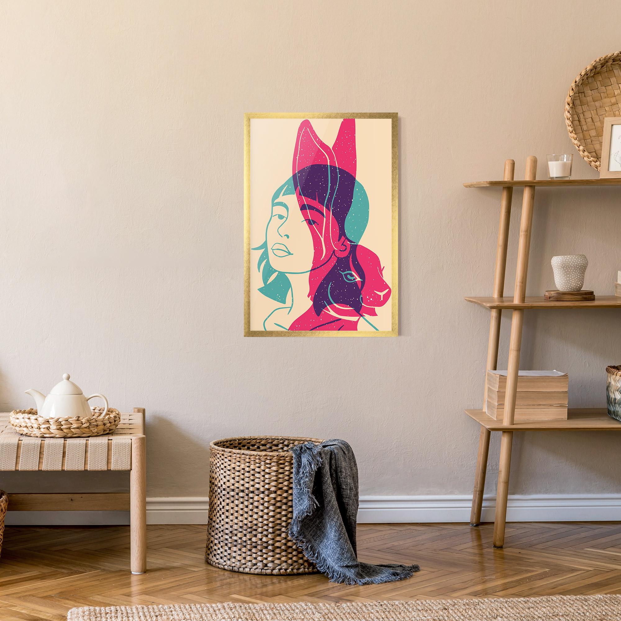 Poster Înrămat Girl Rabbit mockup 9