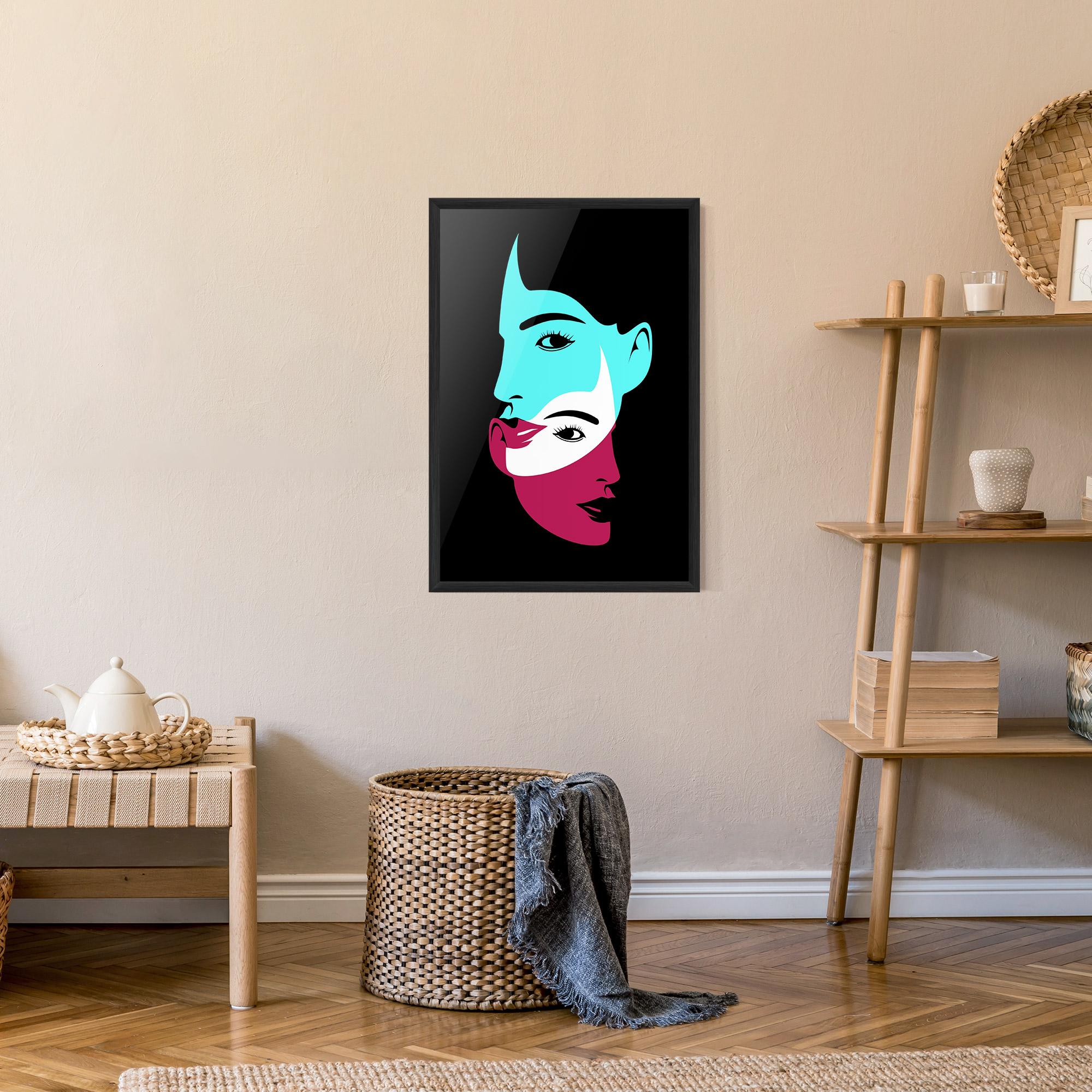 Poster Înrămat Blue Pink Women mockup 9