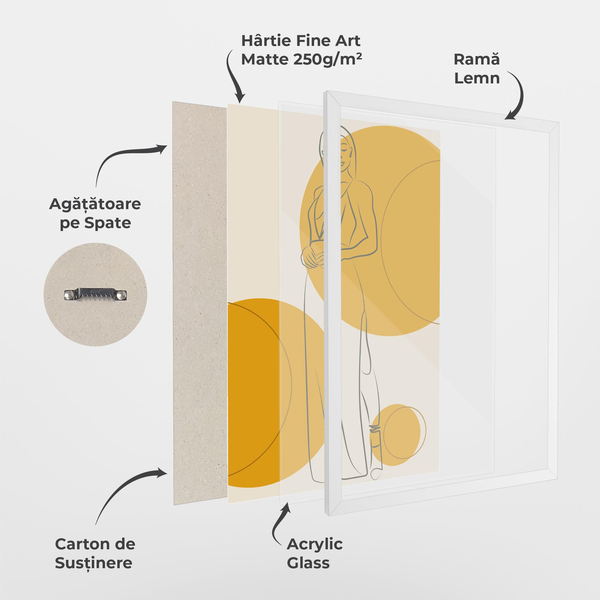 Poster Înrămat Yellow Circle Lady mockup 1
