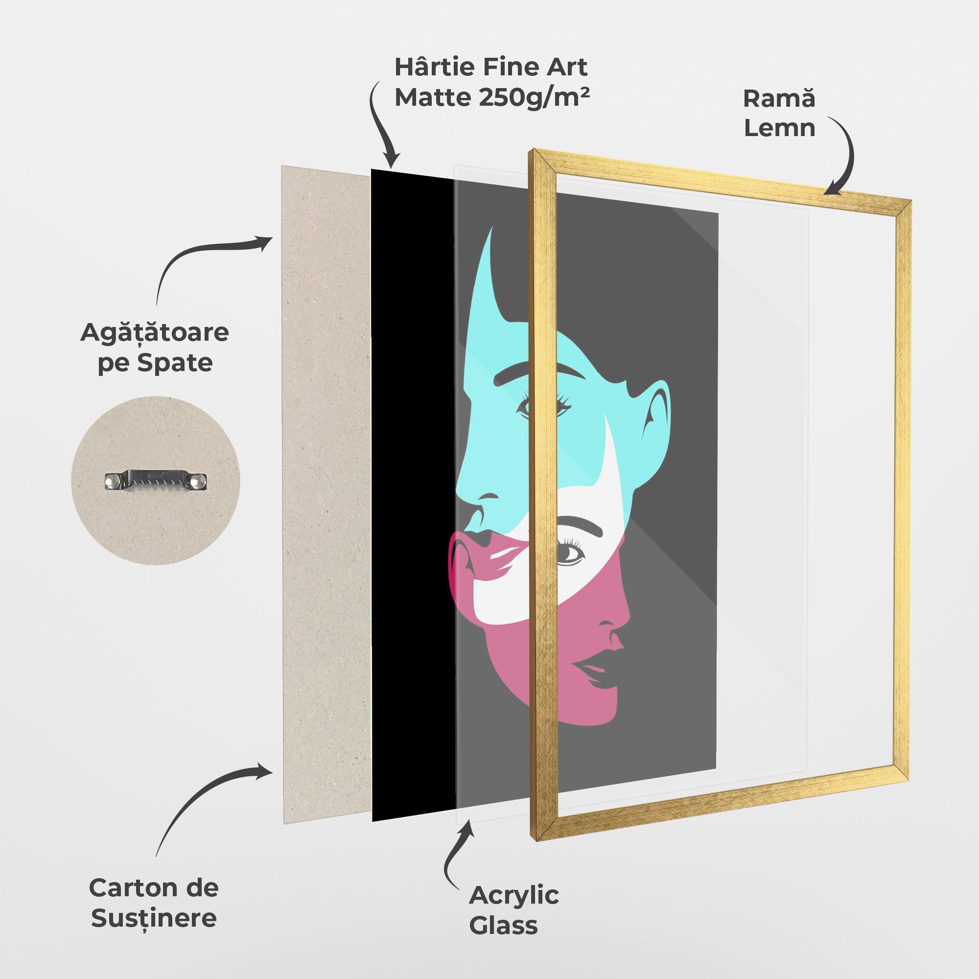 Poster Înrămat Blue Pink Women mockup 1