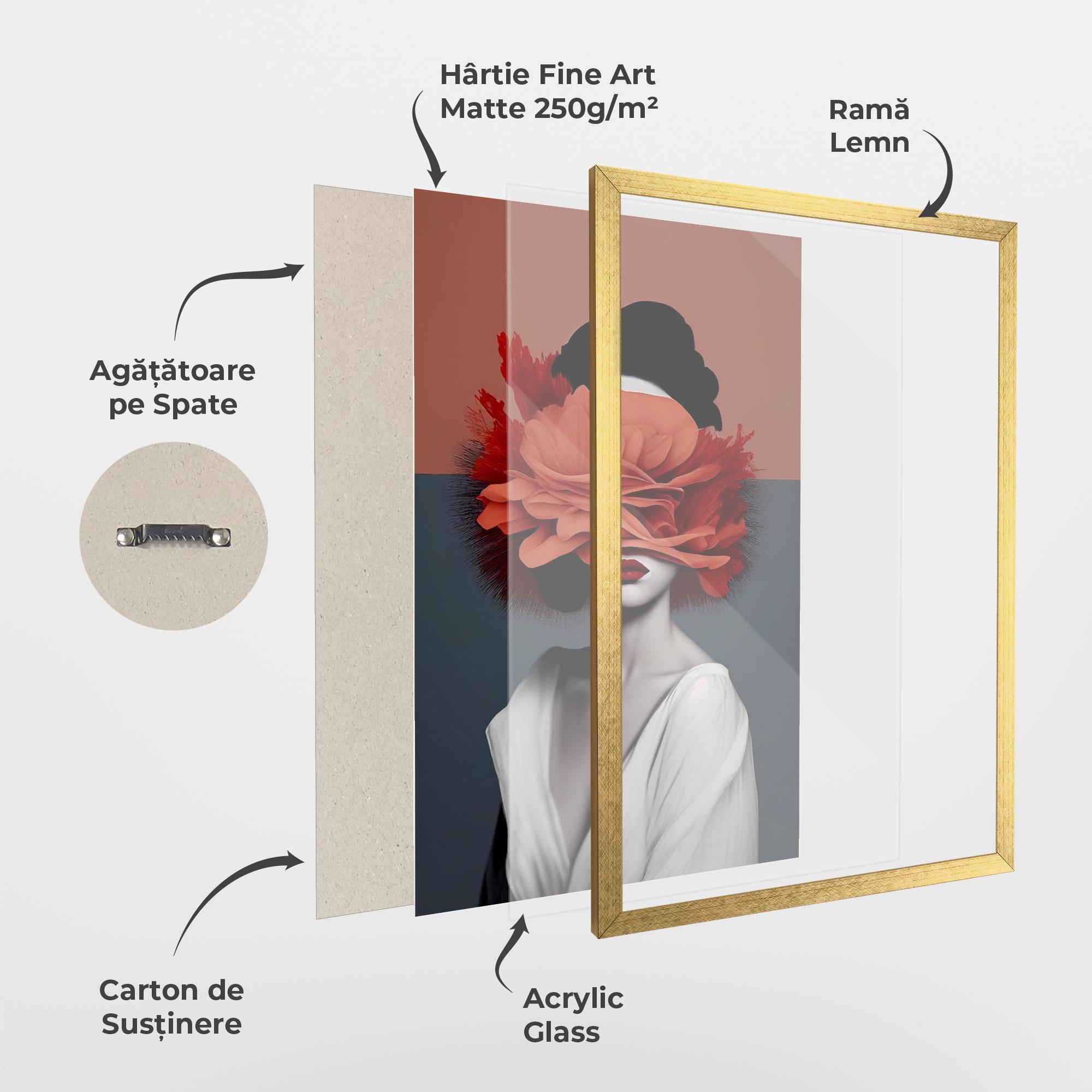 Poster Înrămat Red Flower Woman mockup 1