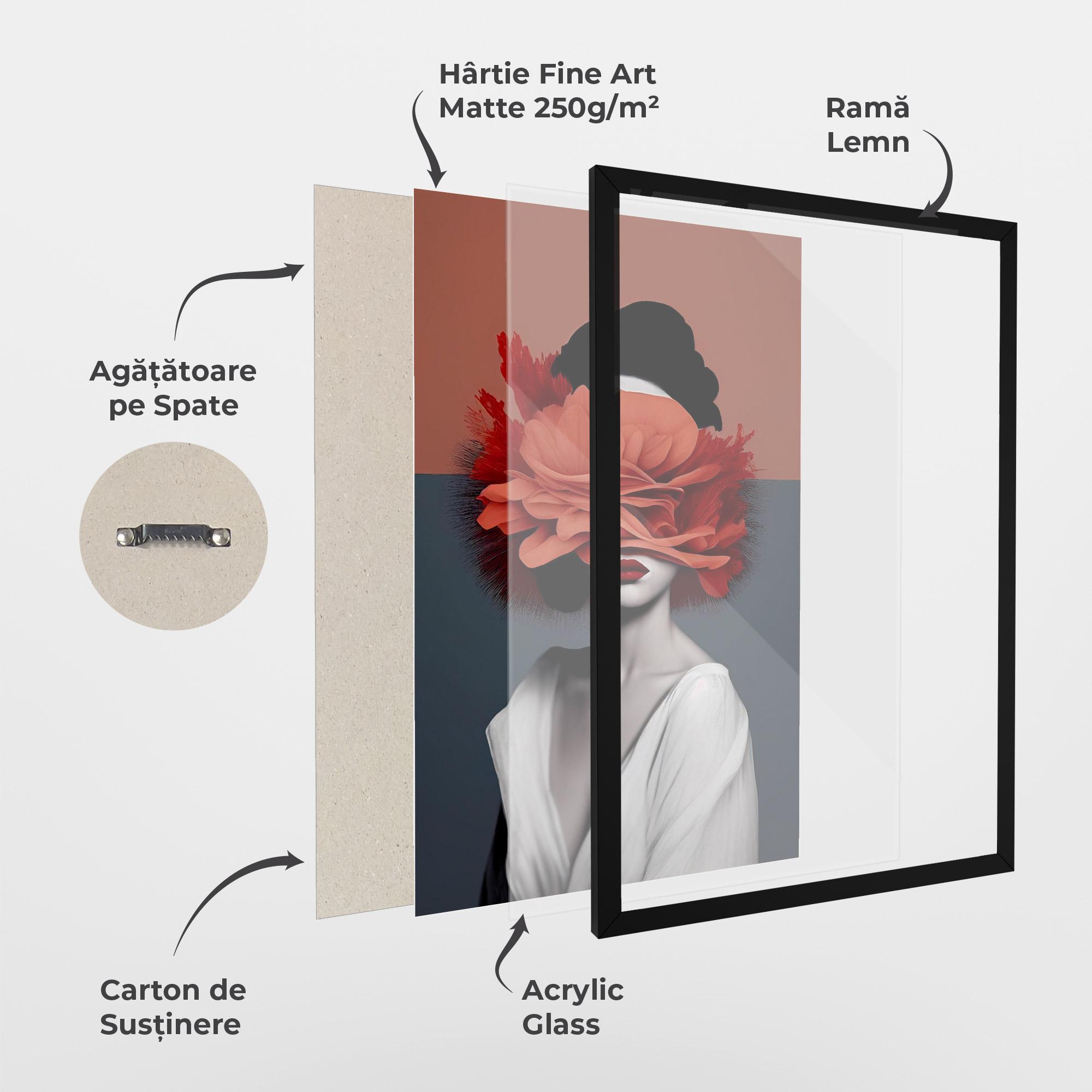 Poster Înrămat Red Flower Woman mockup 1