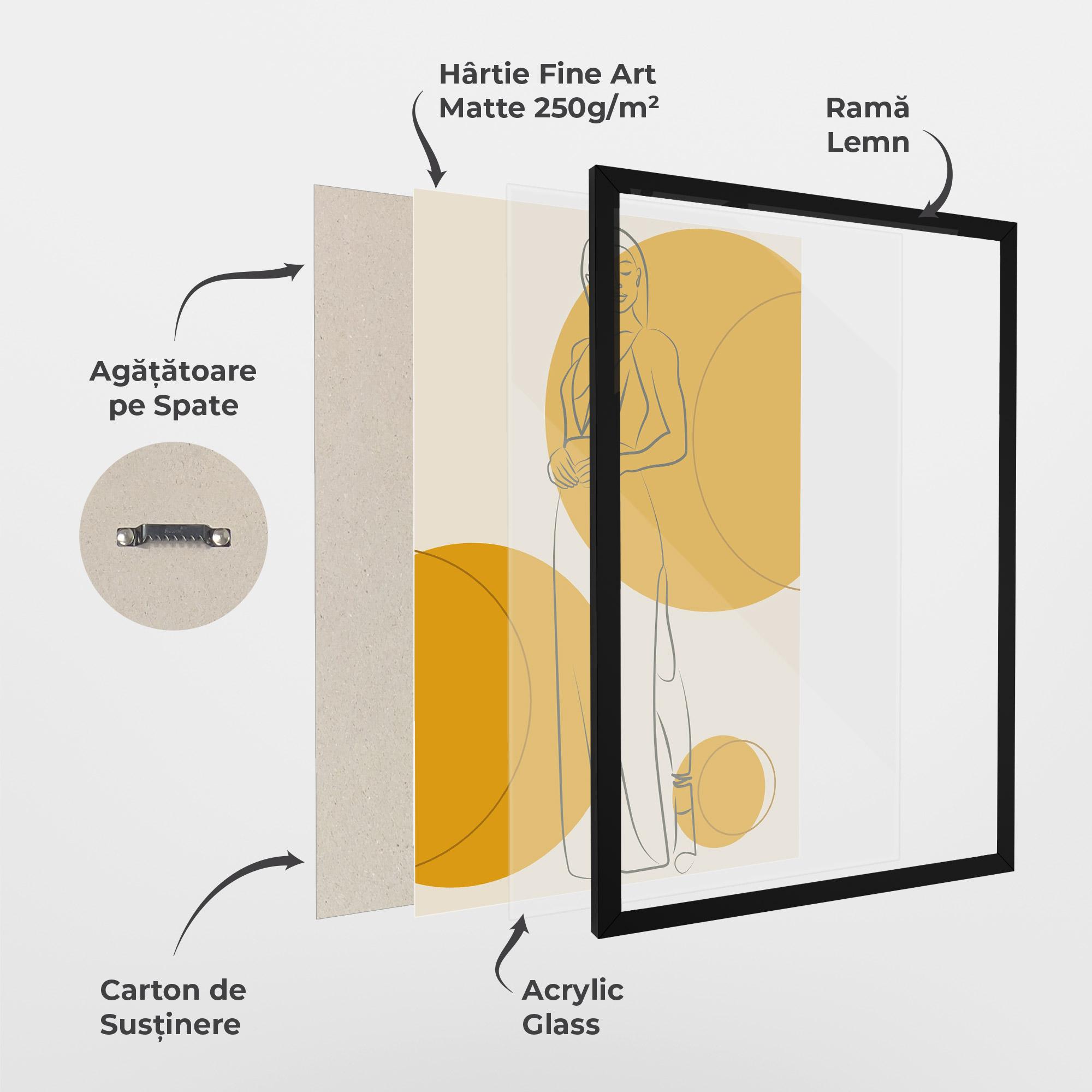 Poster Înrămat Yellow Circle Lady mockup 1