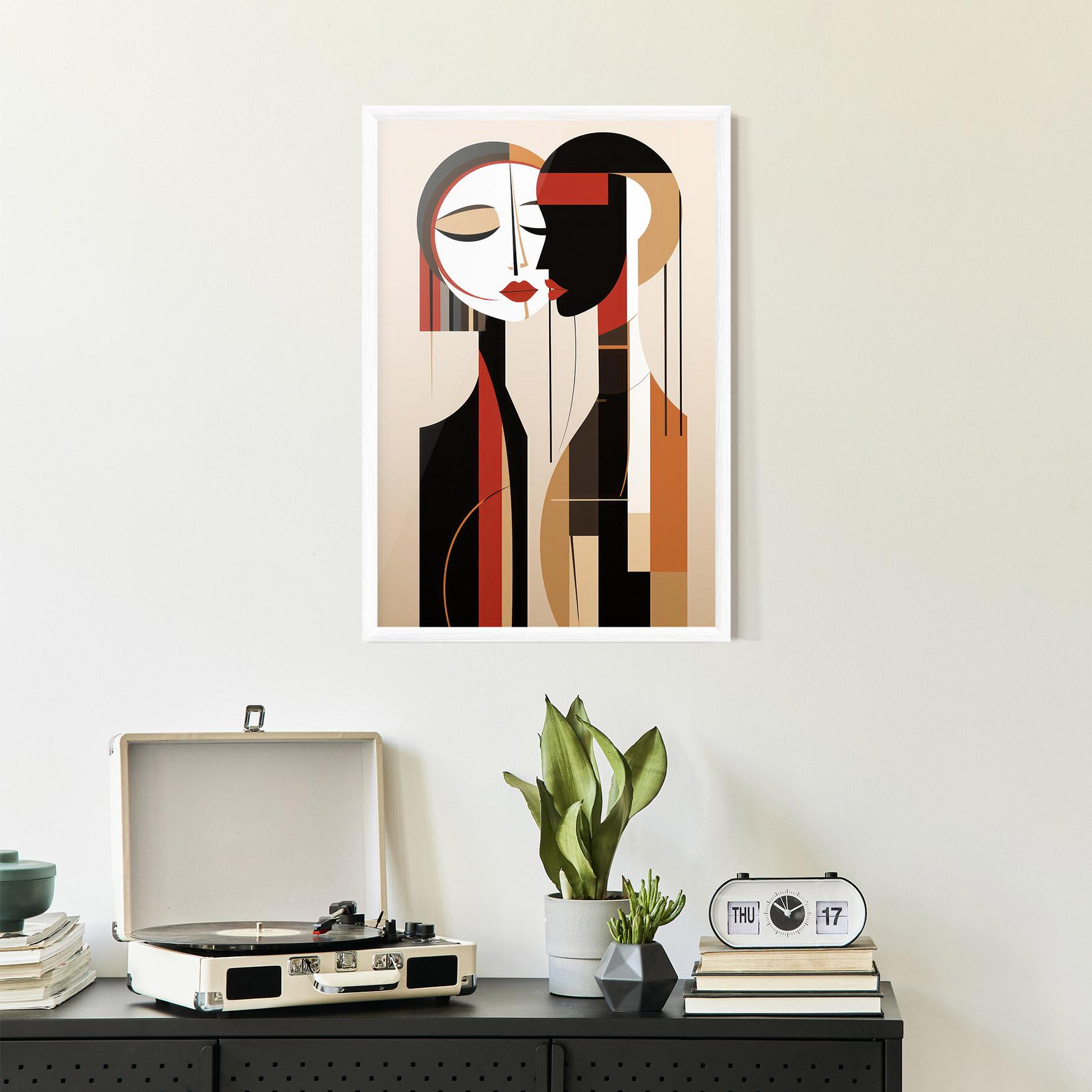 Poster Înrămat Abstract Couple Kissing mockup 2