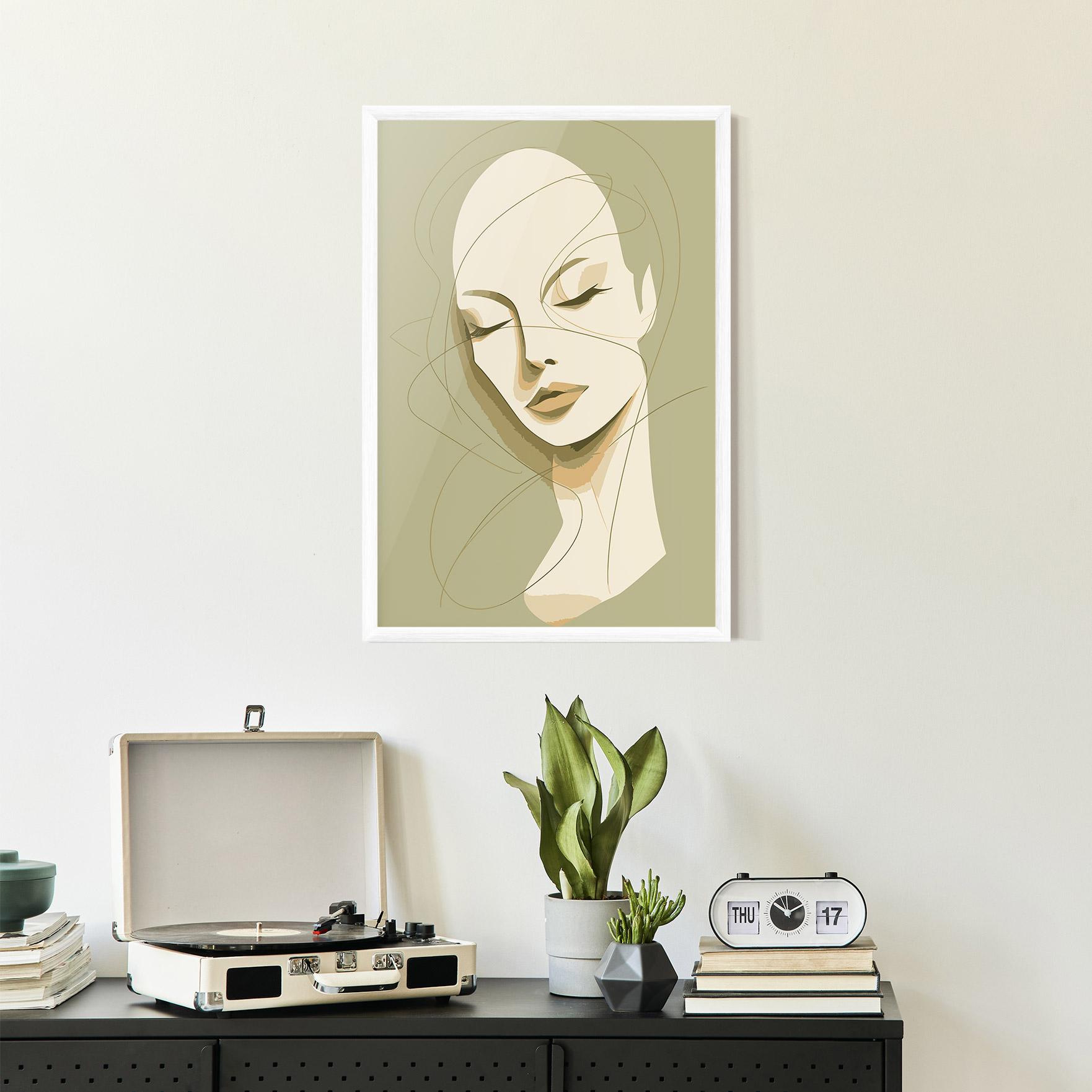 Poster Înrămat Cream Woman Head mockup 2