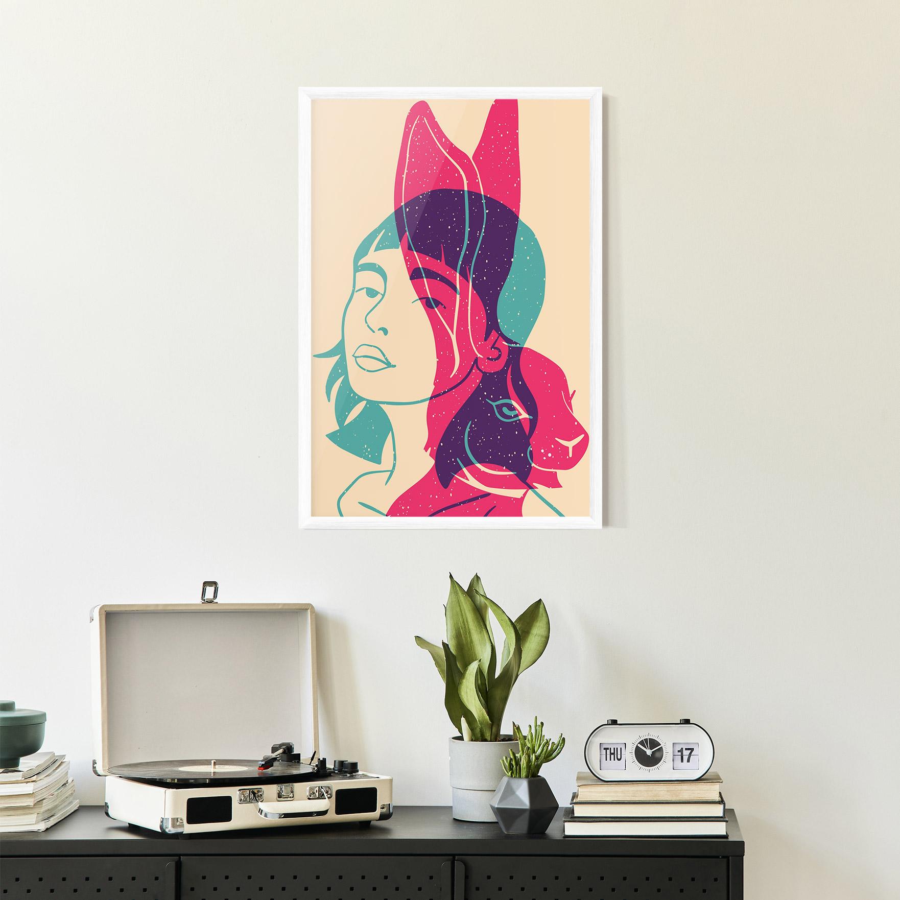 Poster Înrămat Girl Rabbit mockup 2