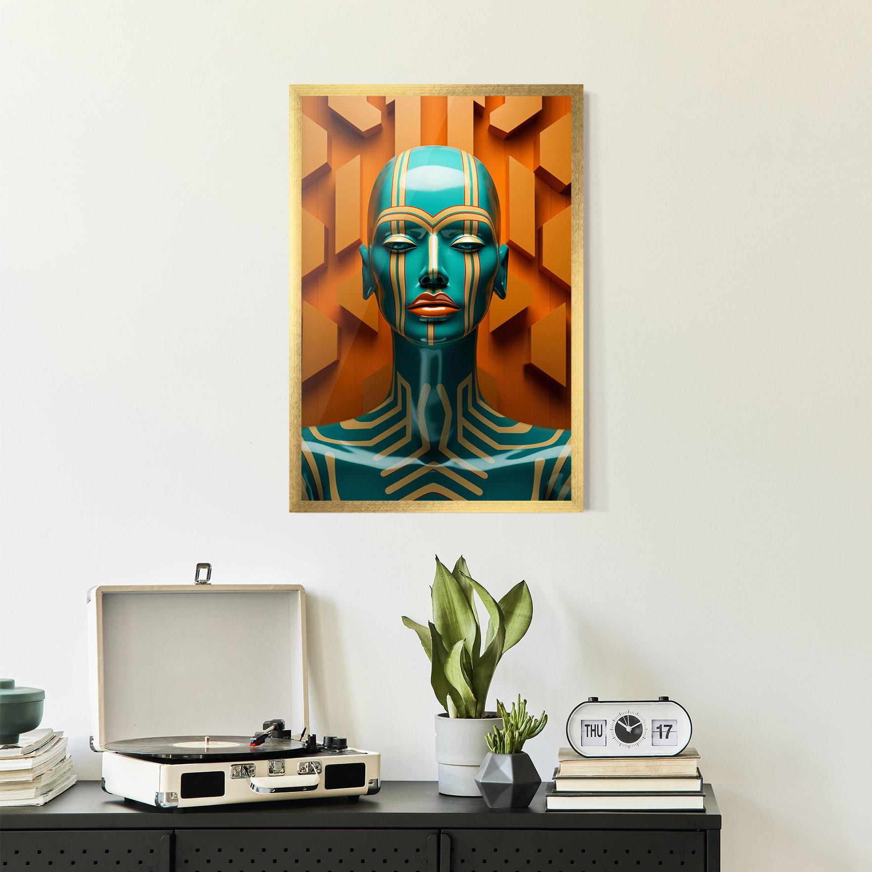 Poster Înrămat Abstract Blue Woman mockup 2