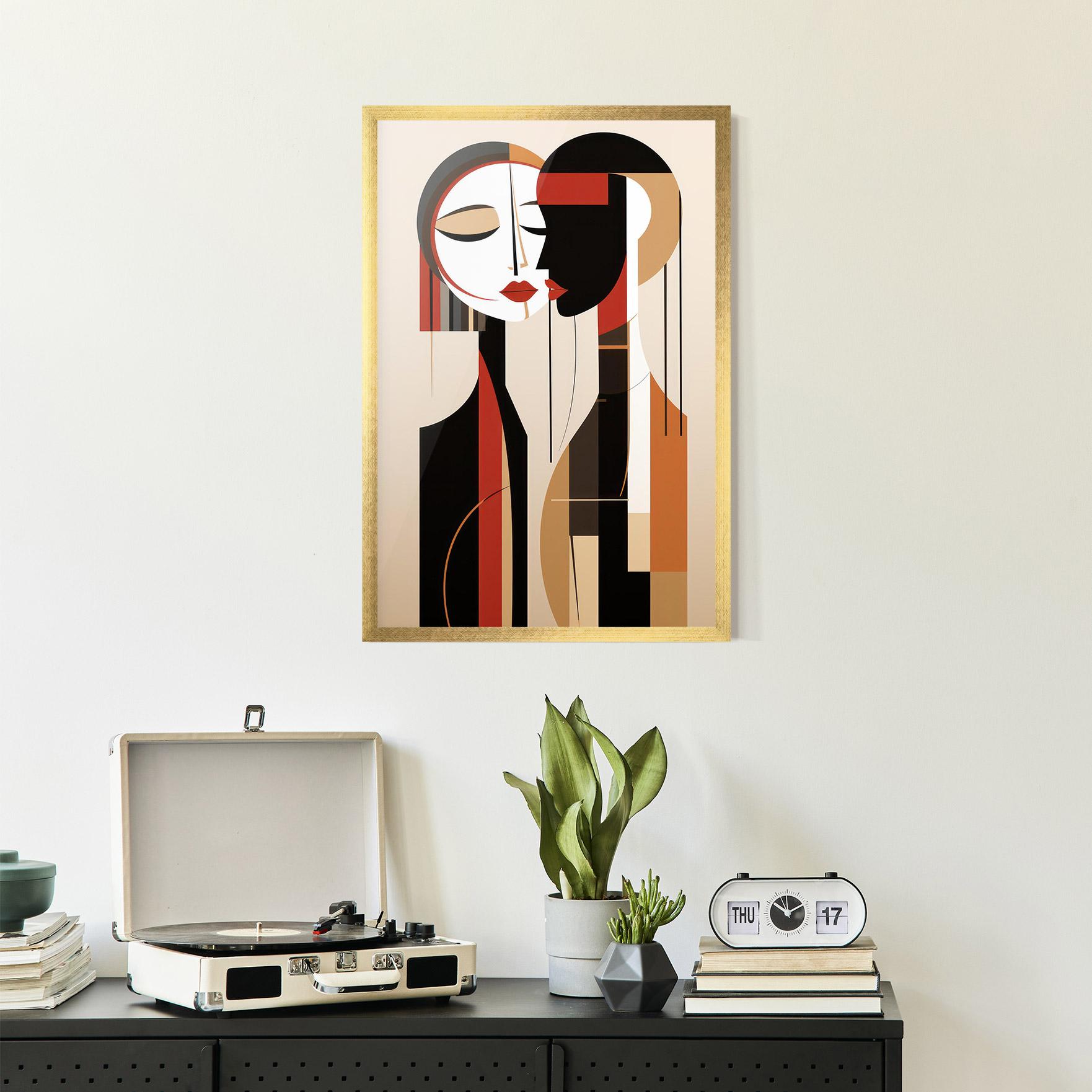 Poster Înrămat Abstract Couple Kissing mockup 2