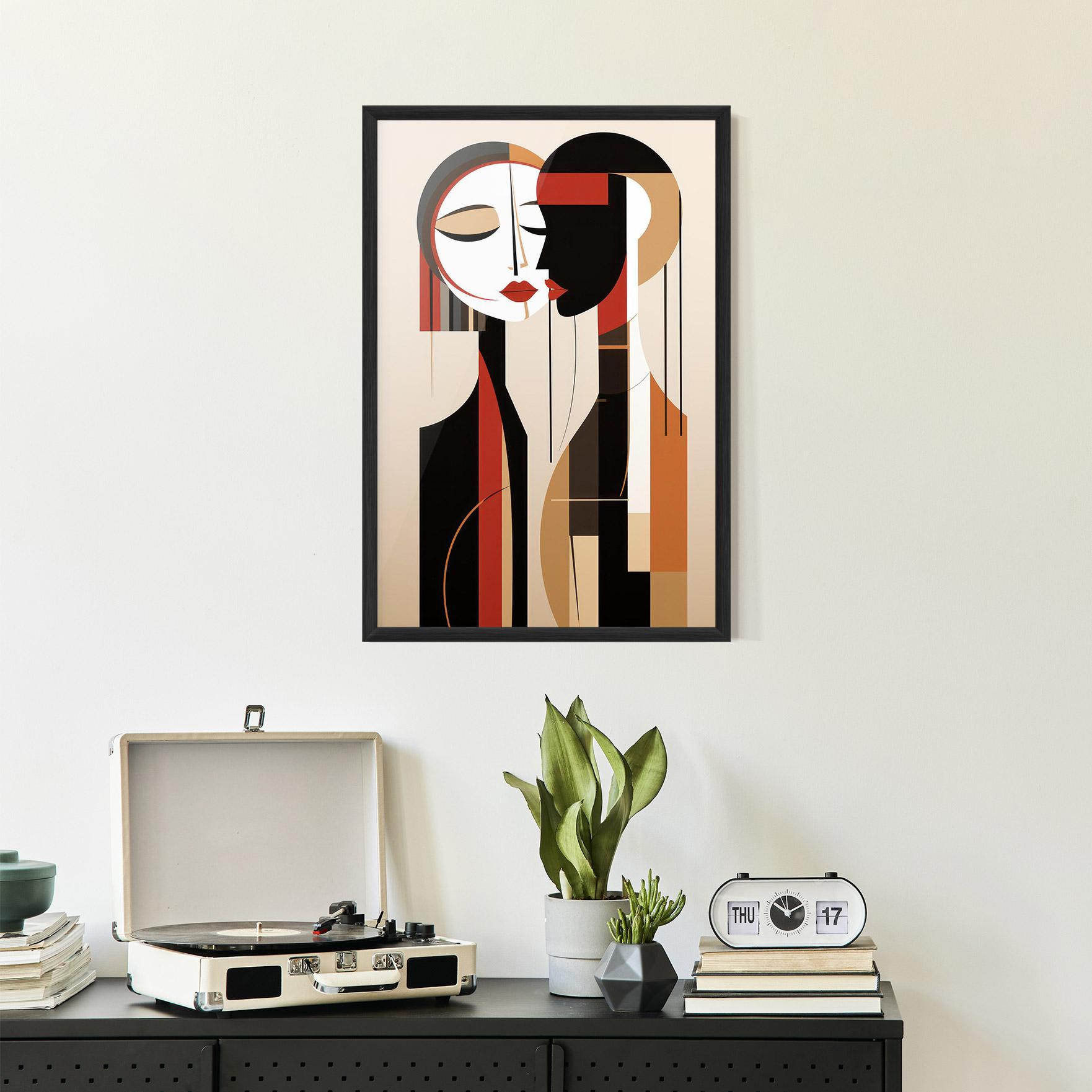 Poster Înrămat Abstract Couple Kissing mockup 2