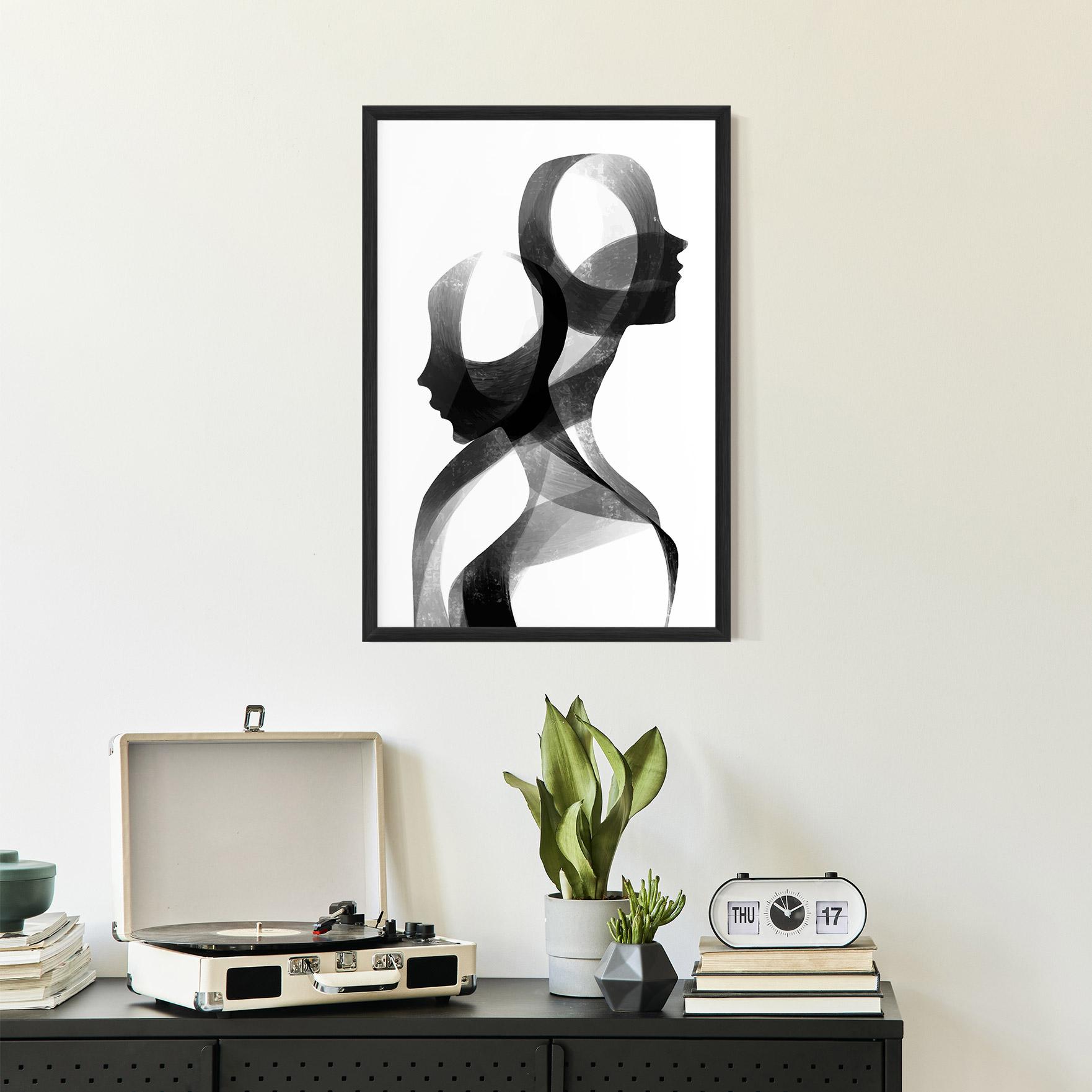 Poster Înrămat Abstract Grey Couple mockup 2