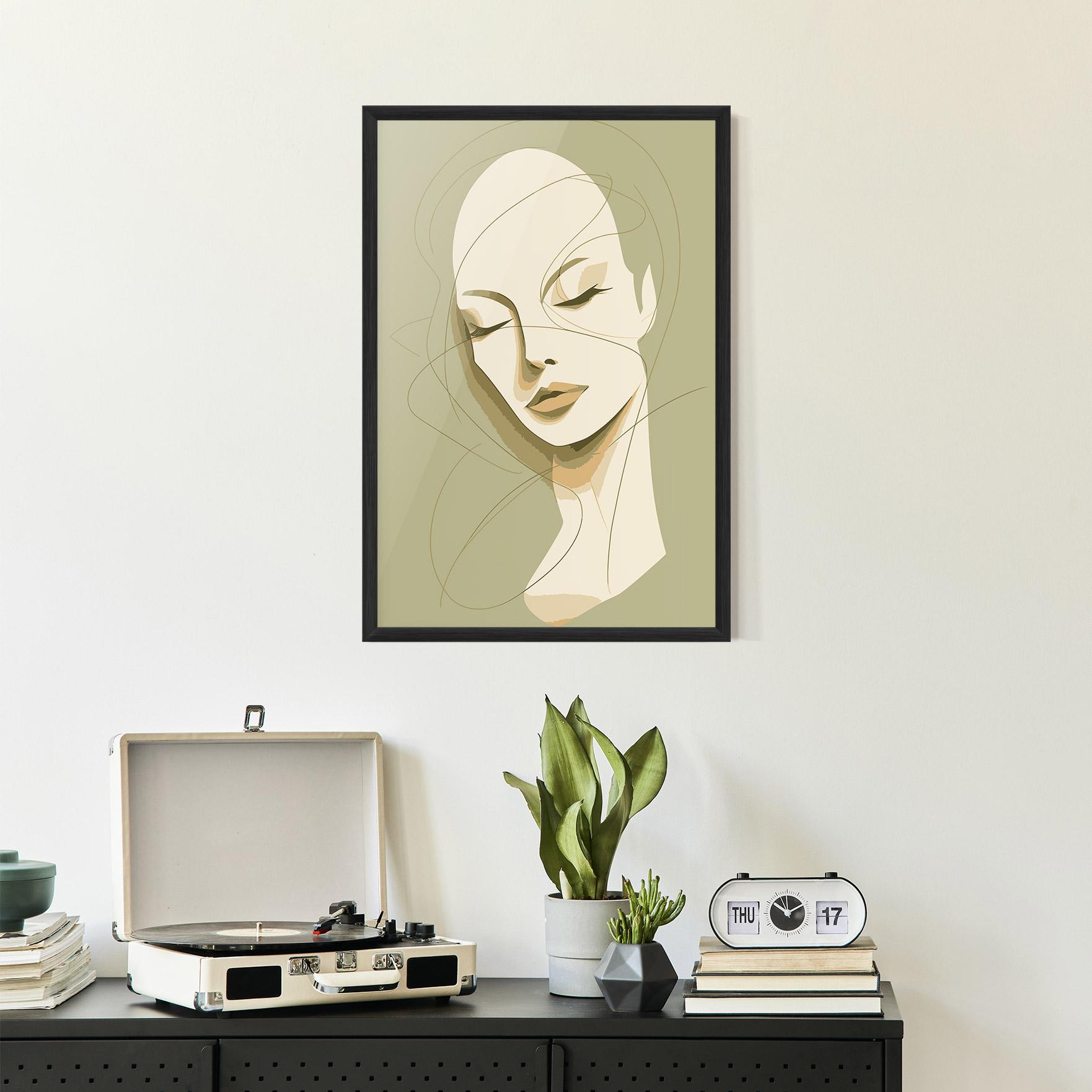 Poster Înrămat Cream Woman Head mockup 2