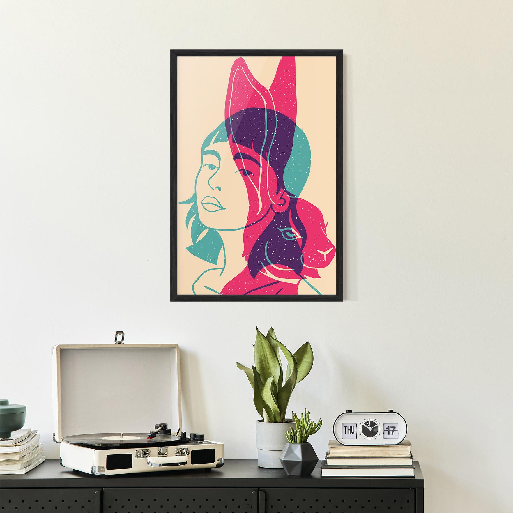 Poster Înrămat Girl Rabbit mockup 2