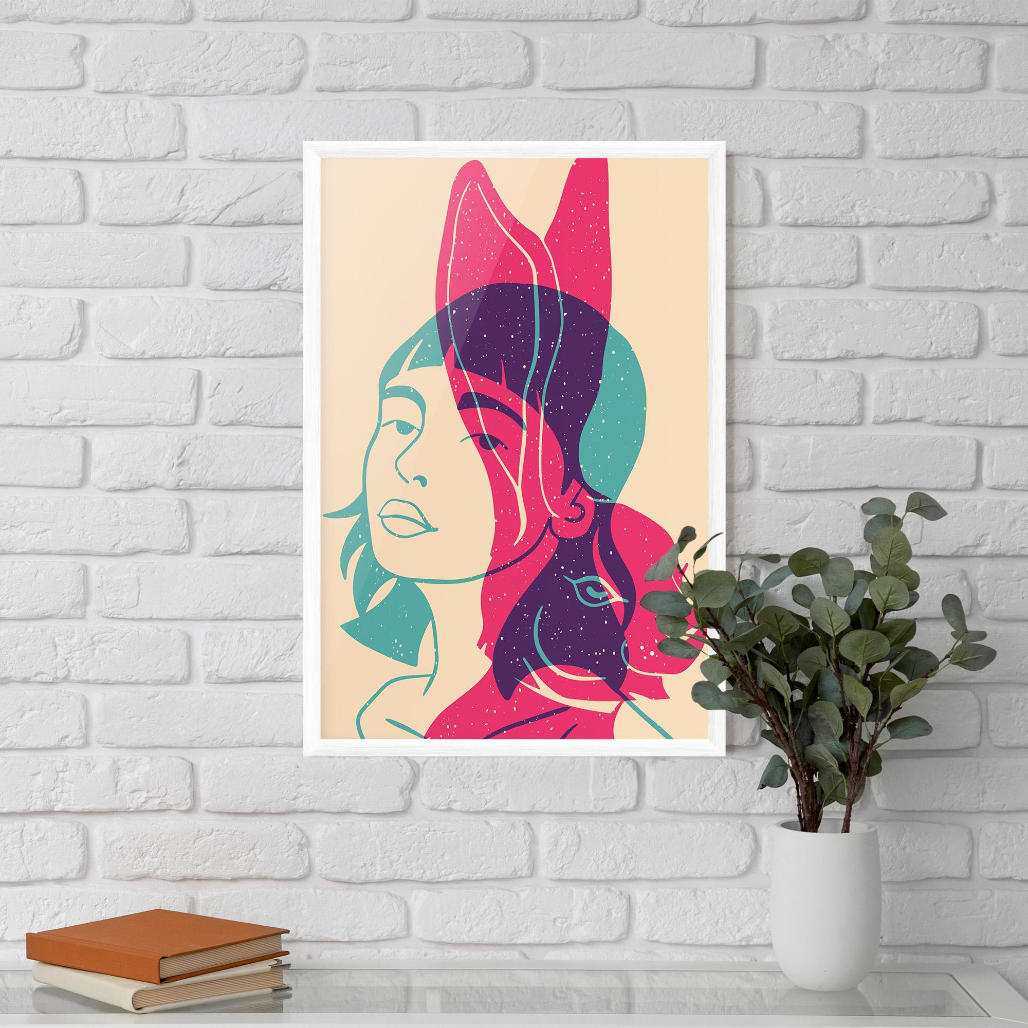 Poster Înrămat Girl Rabbit mockup 5