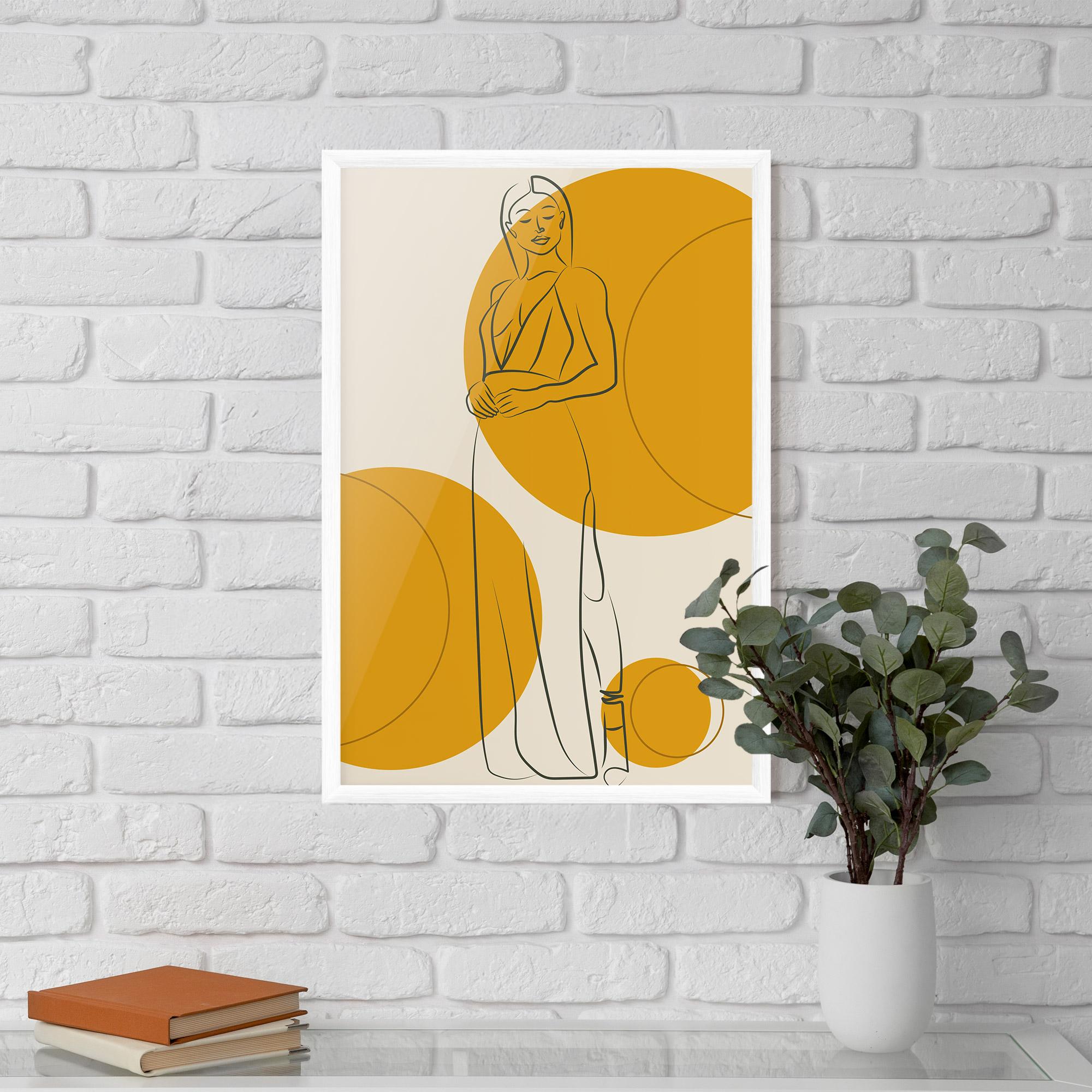 Poster Înrămat Yellow Circle Lady mockup 5