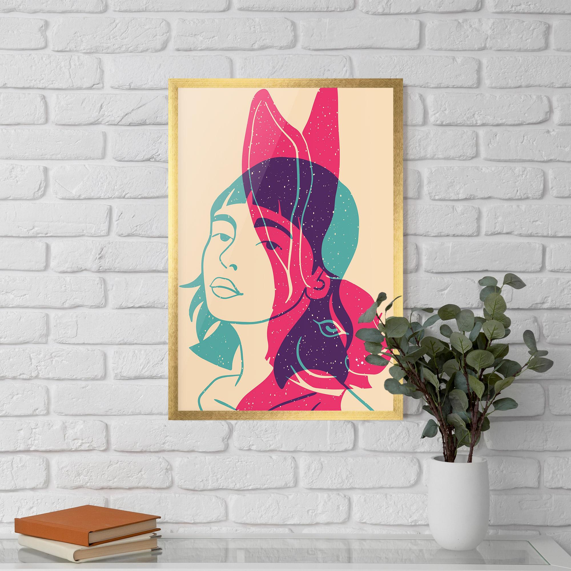 Poster Înrămat Girl Rabbit mockup 5