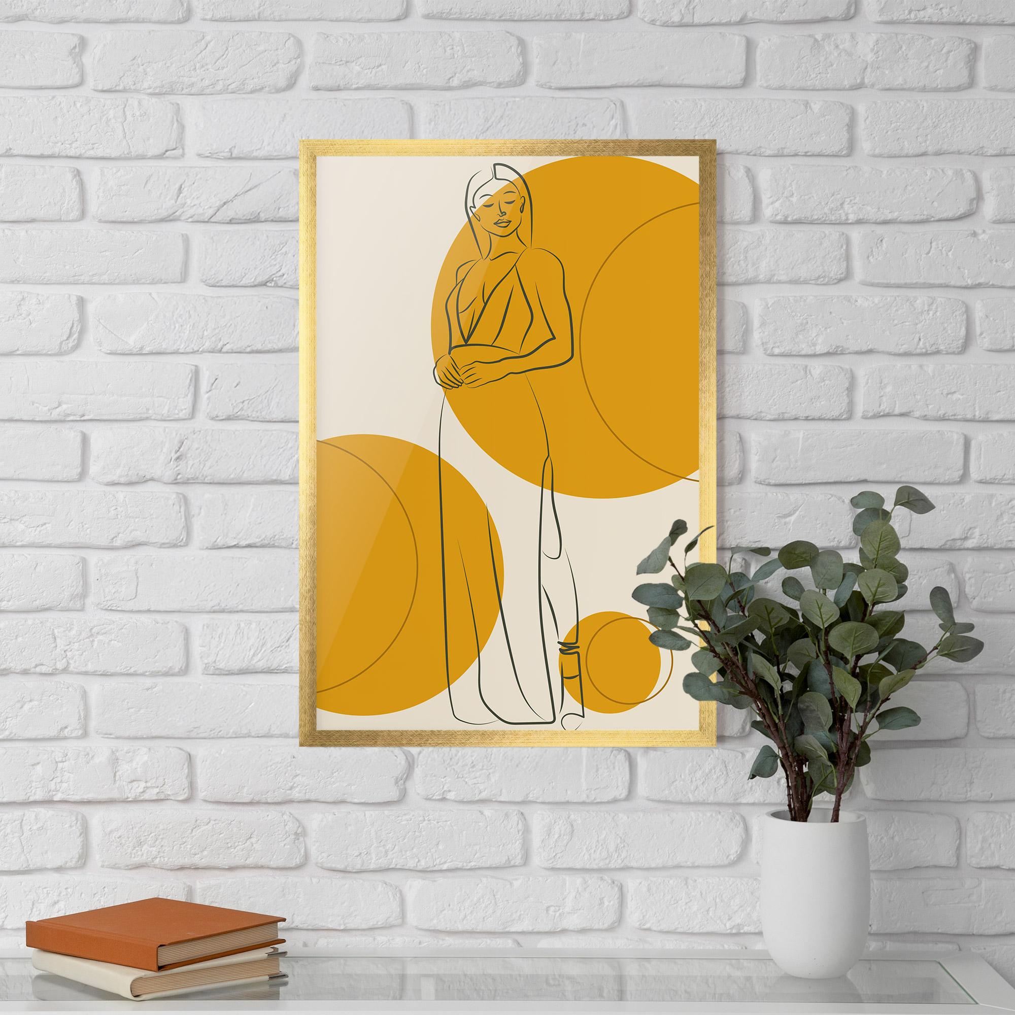 Poster Înrămat Yellow Circle Lady mockup 5