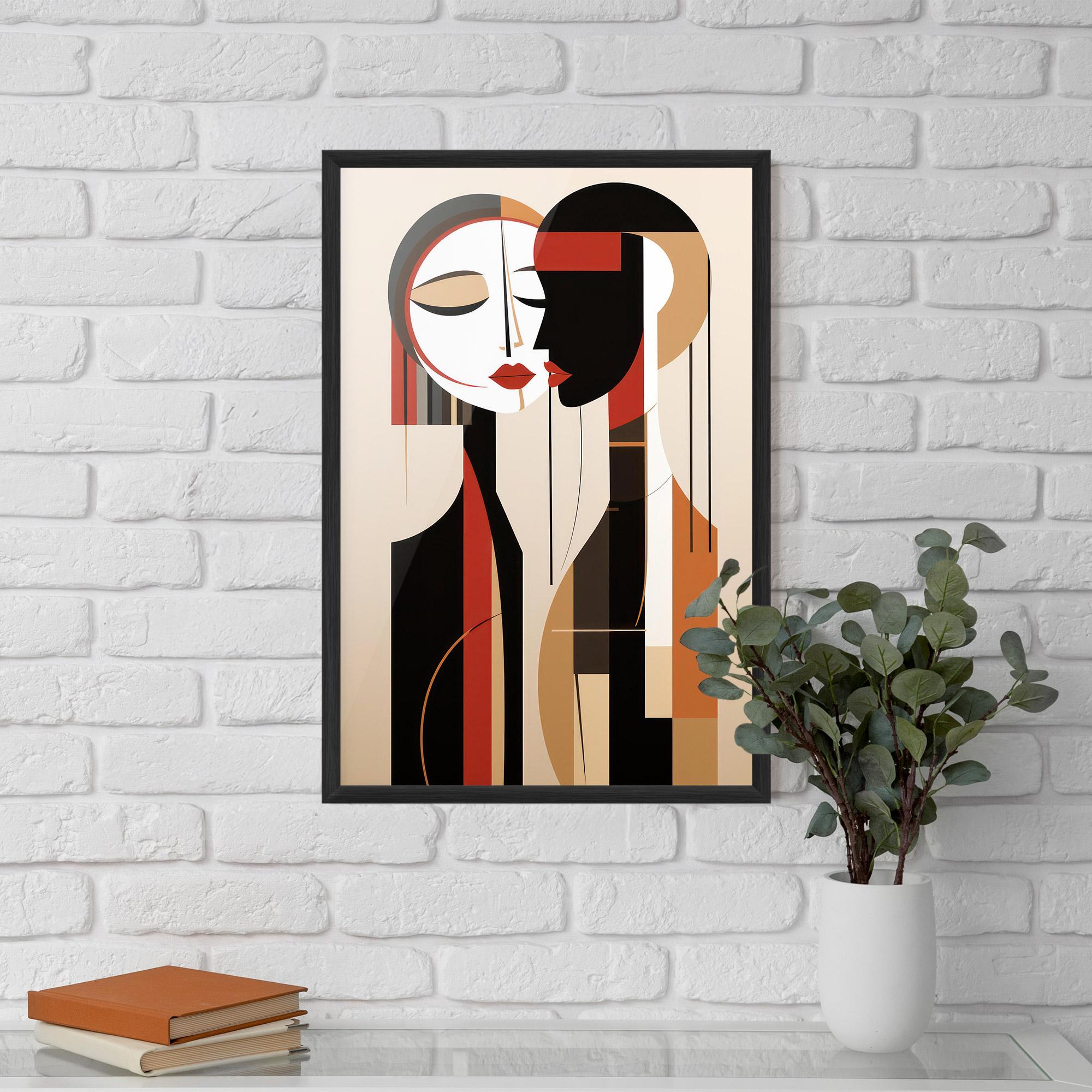 Poster Înrămat Abstract Couple Kissing mockup 5