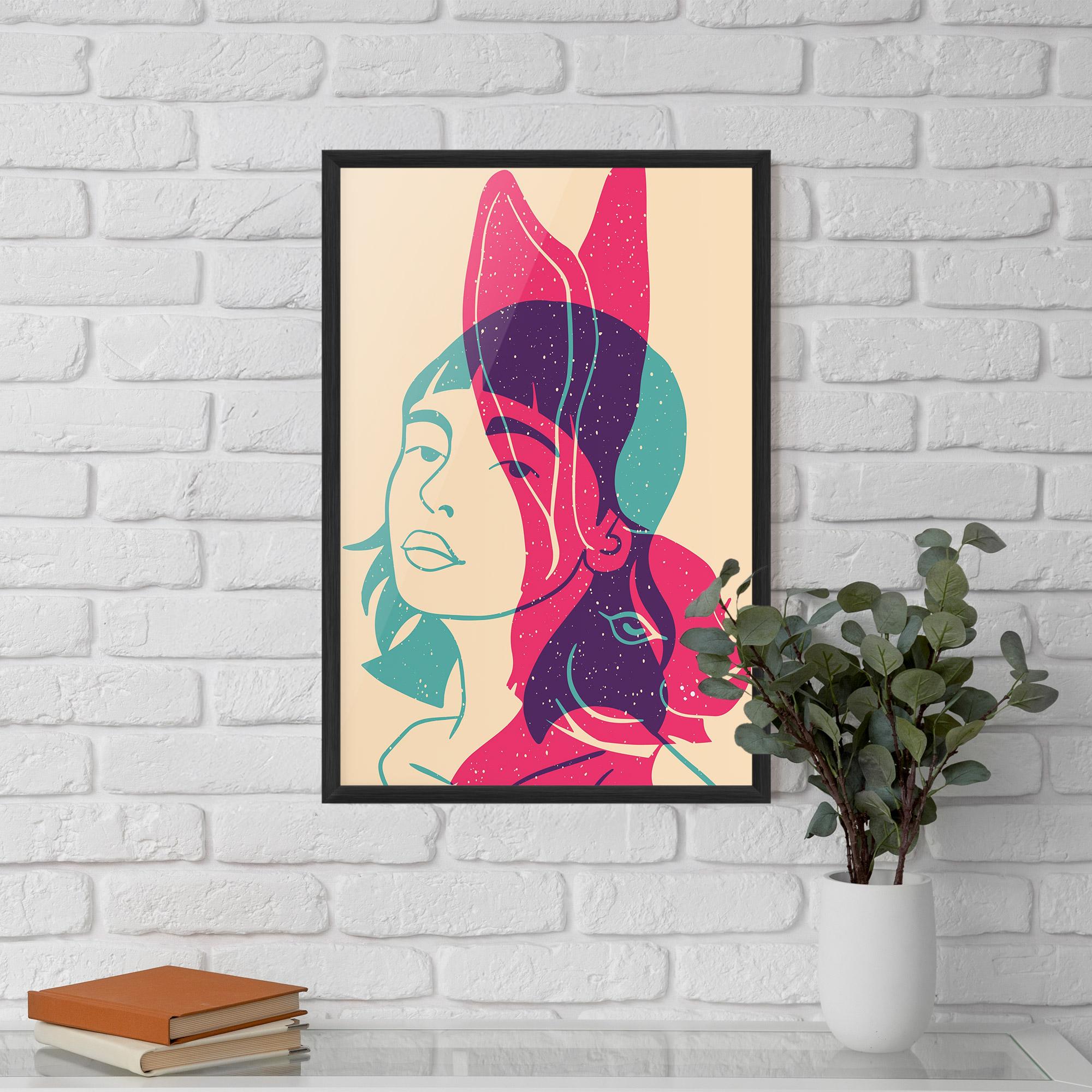Poster Înrămat Girl Rabbit mockup 5